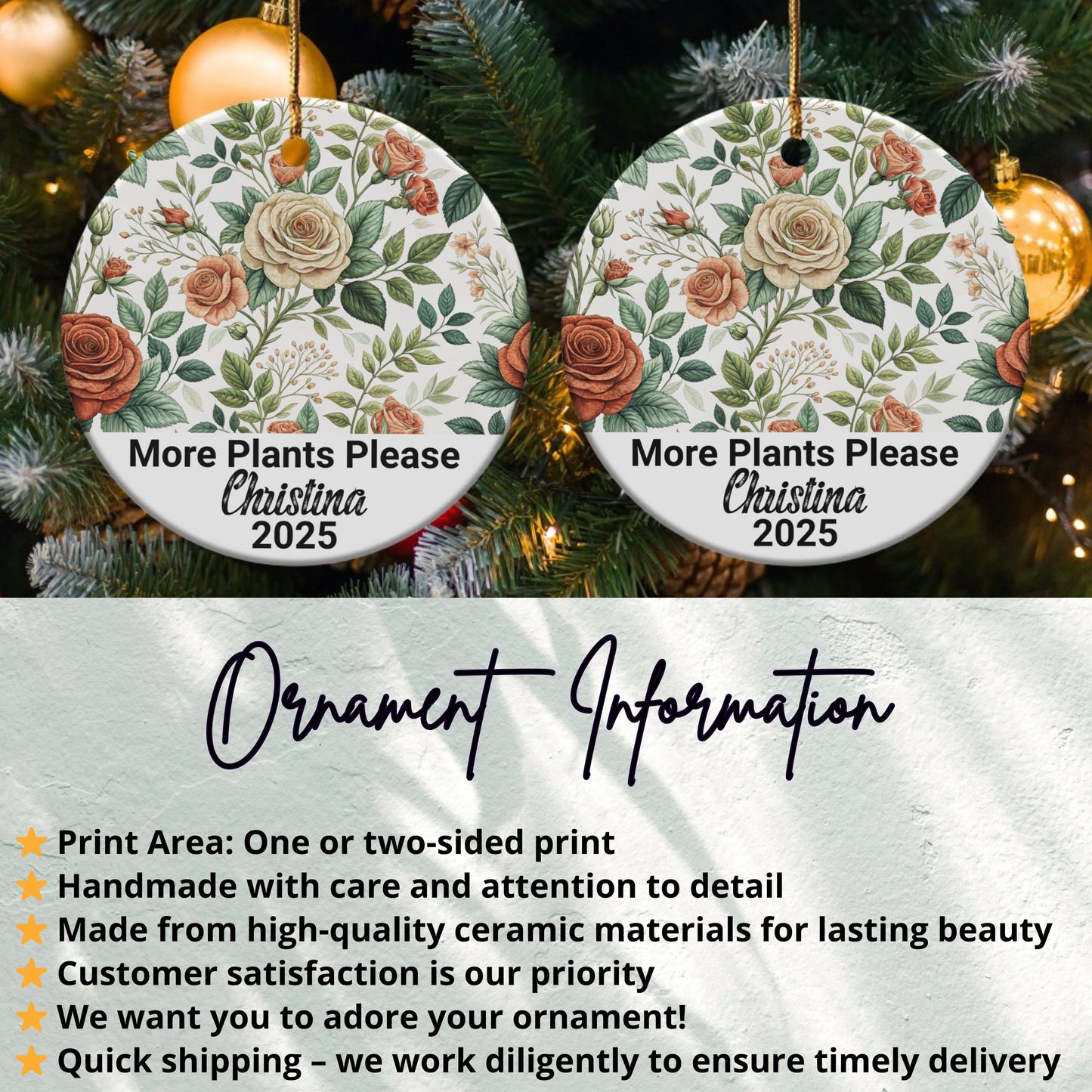 More Plants Please Personalized Christmas Ornament product type