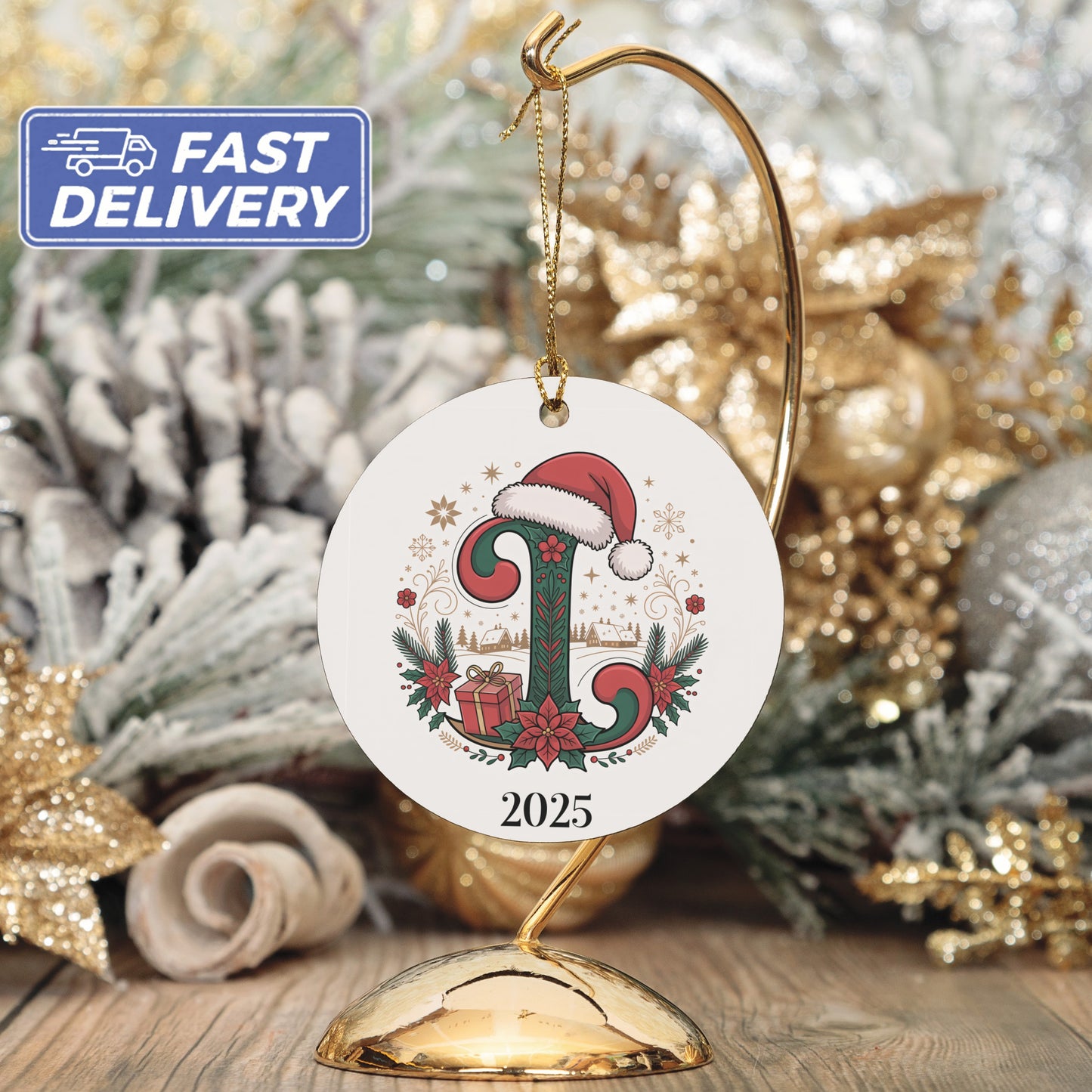 Personalized Festive Ornament 2025 Holiday Decor product type