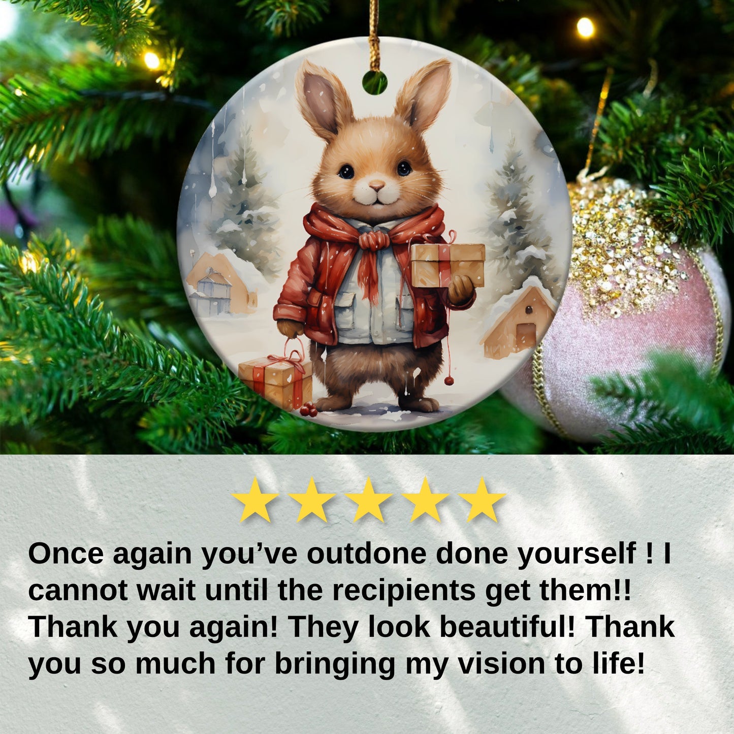 Adorable Bunny in Winter Attire Ornament product
