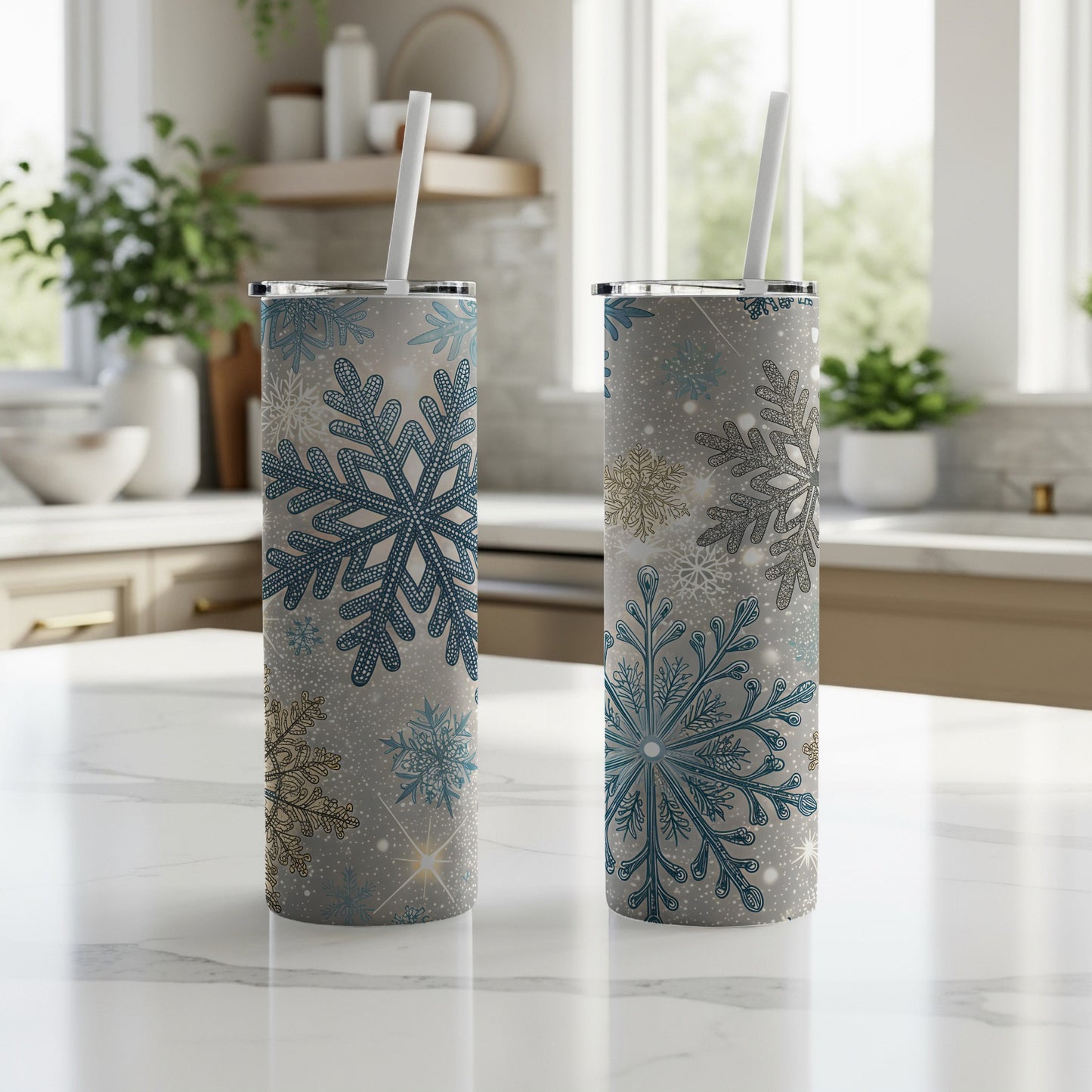 Snowflake Design Tumbler for Winter Drinks