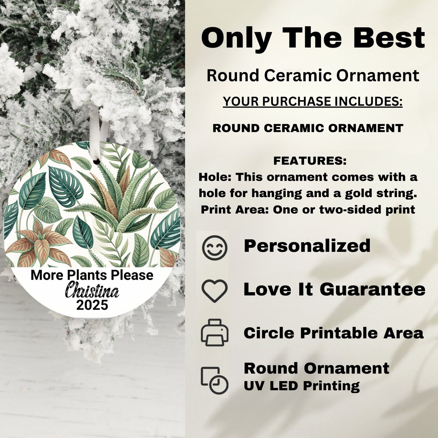 More Plants Please Personalized Round Ornament product