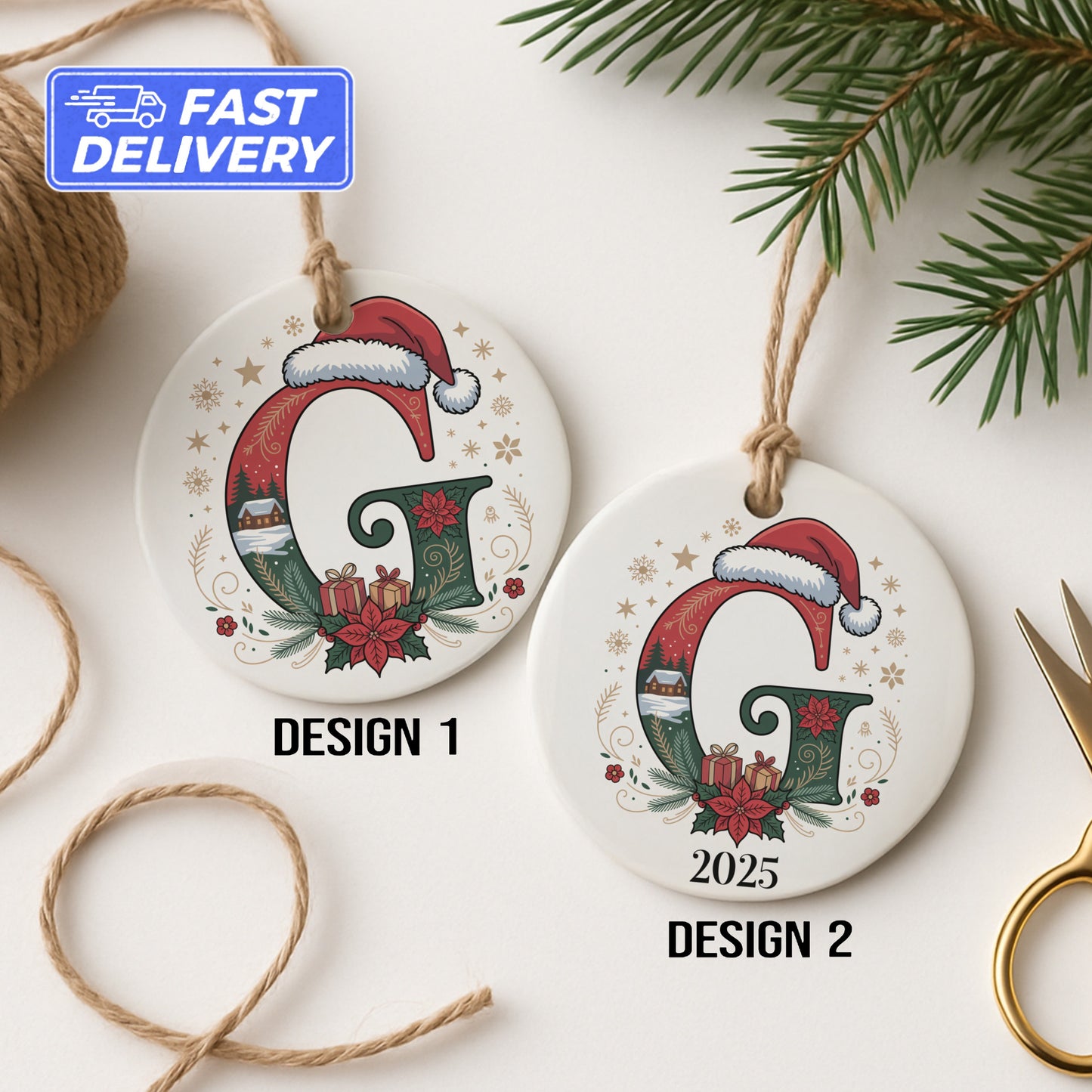Personalized Christmas Initial Ornament product