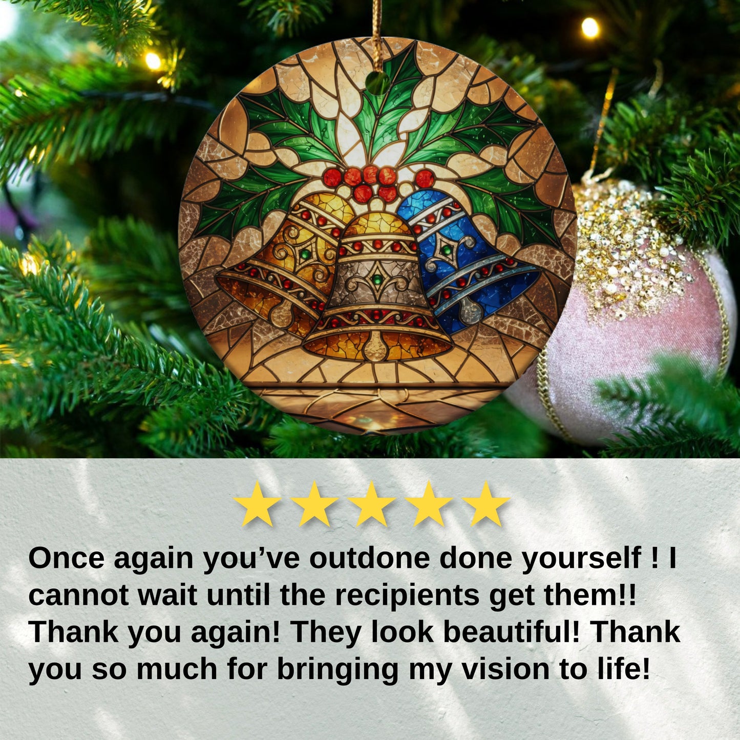 Christmas Tree Ornament Featuring Festive Bells product type