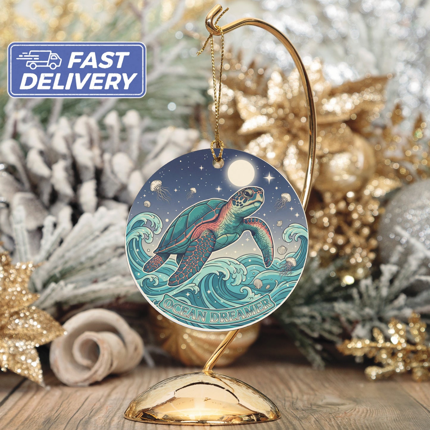 Ocean Dreamer Turtle Christmas Ornament product