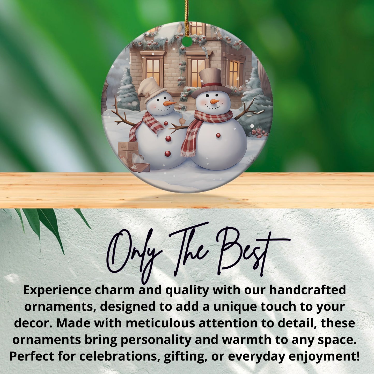 Snowman Couple Christmas Ornament product