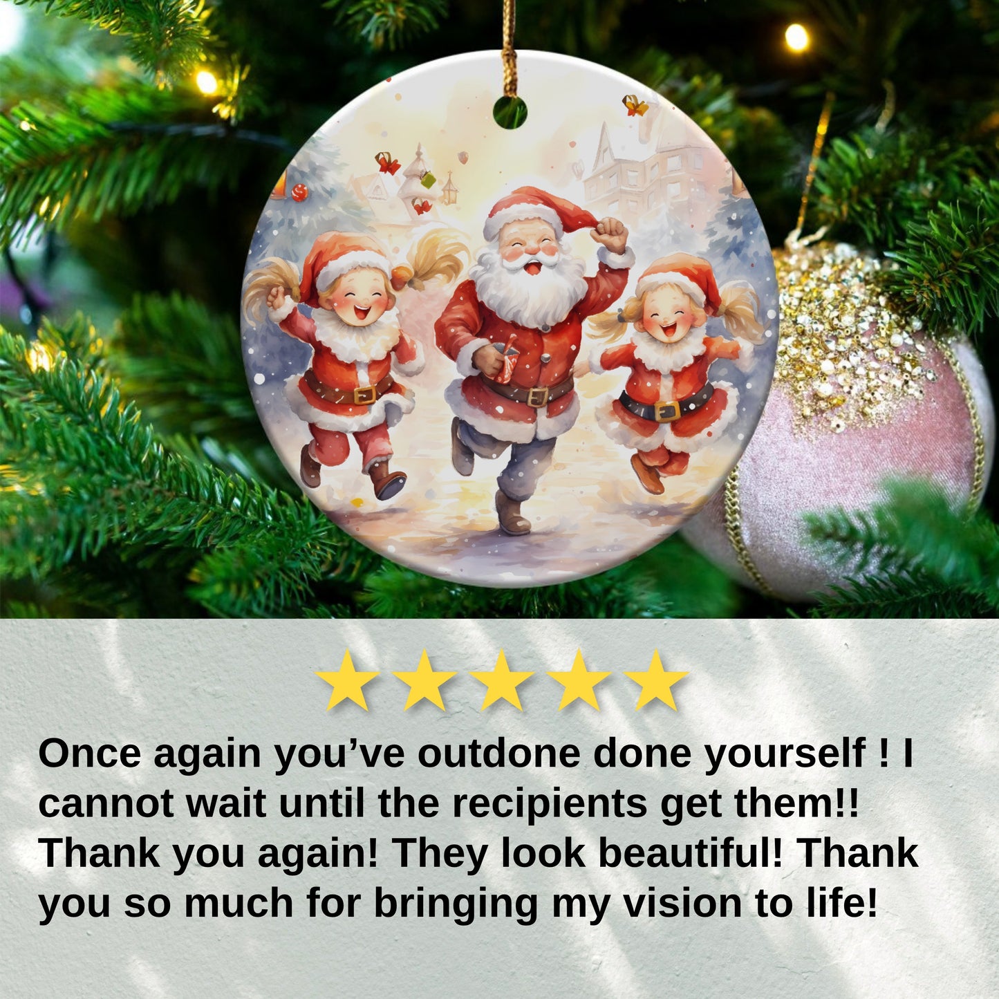 Santa and Kids Christmas Tree Ornament product