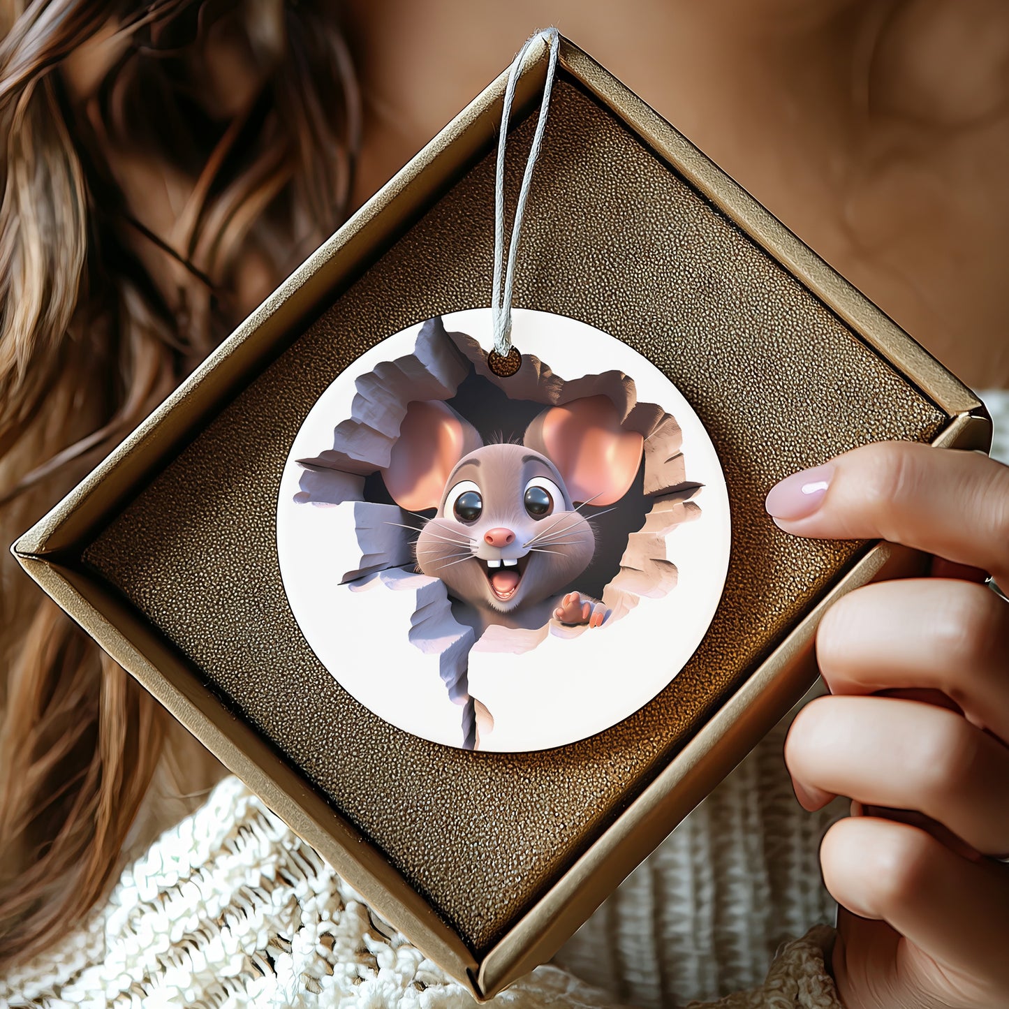 Adorable Mouse Character Christmas Ornament product