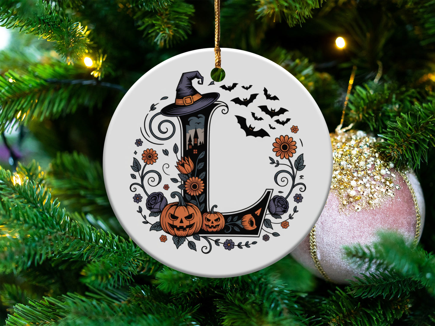 Personalized Halloween Initial Ornament product