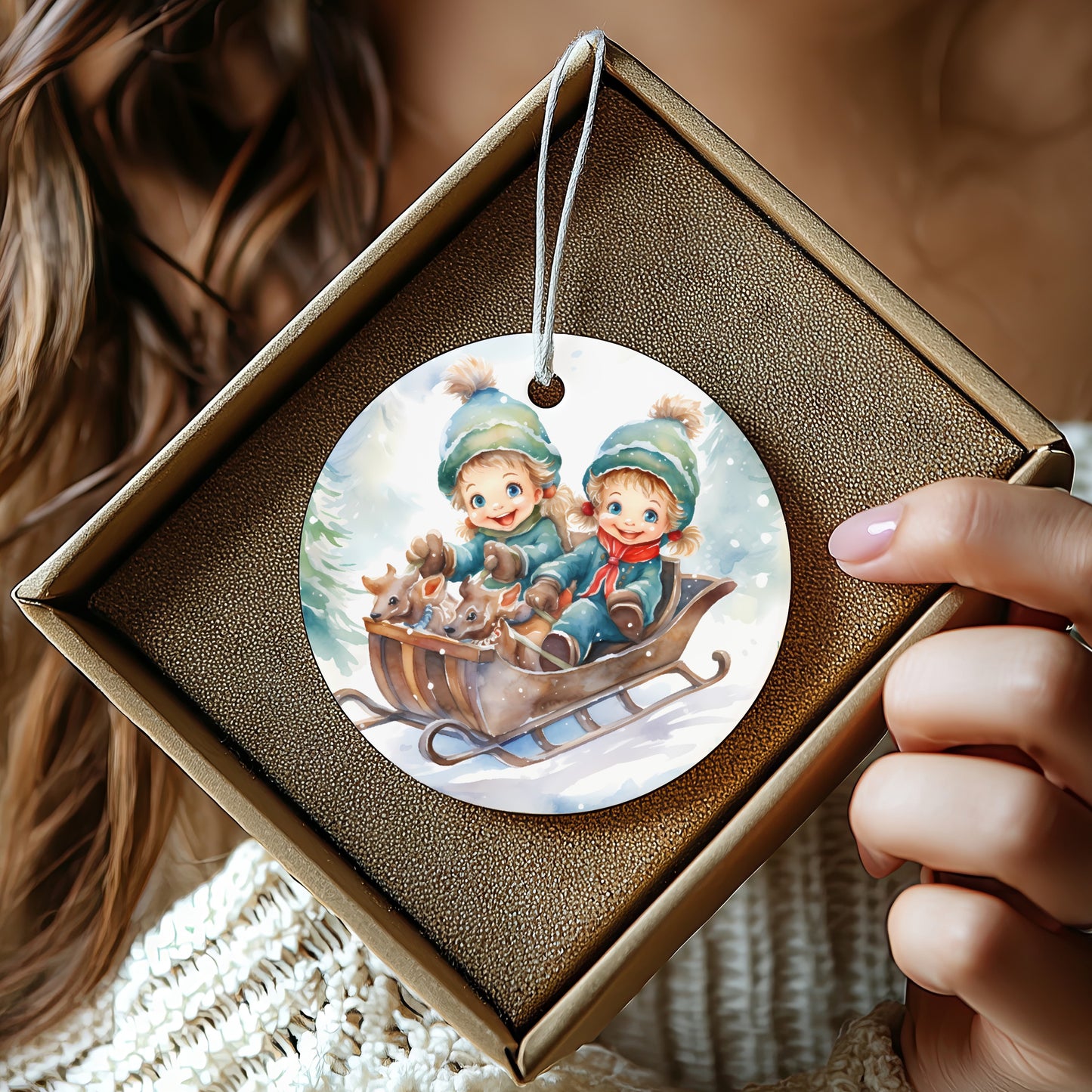 Adorable Winter Sled Kids Ornament Holiday Decor product type