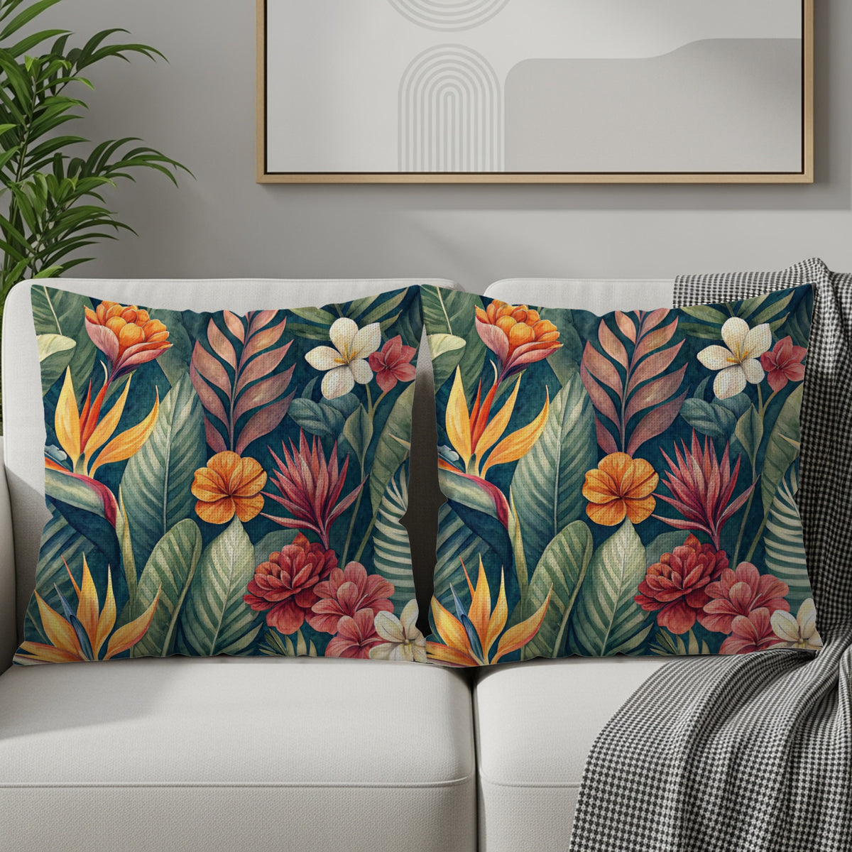 Tropical Floral Printed Throw Pillow Cover product