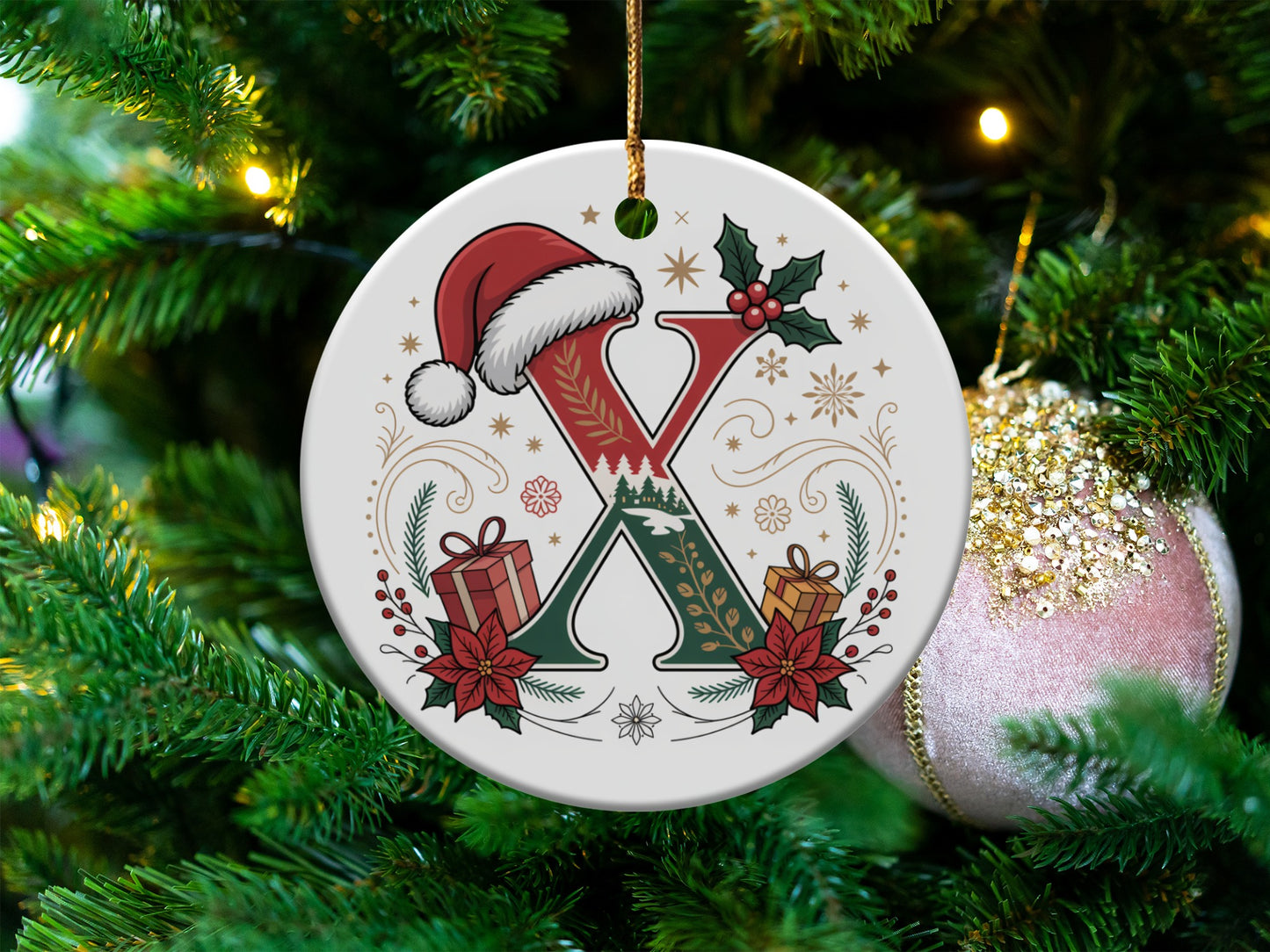 Personalized Christmas Initial Ornament festive product