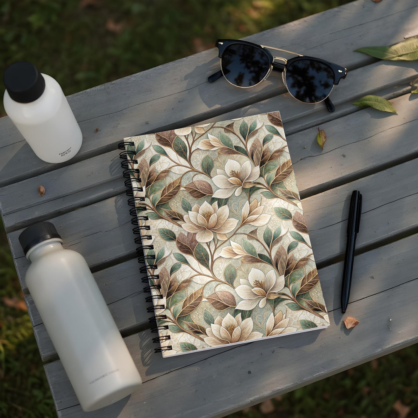 Elegant Floral Design Spiral Bound Journal Notebook