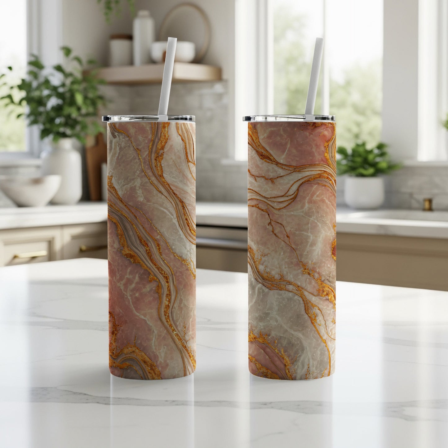 Elegant Marble Design Insulated Tumbler Product