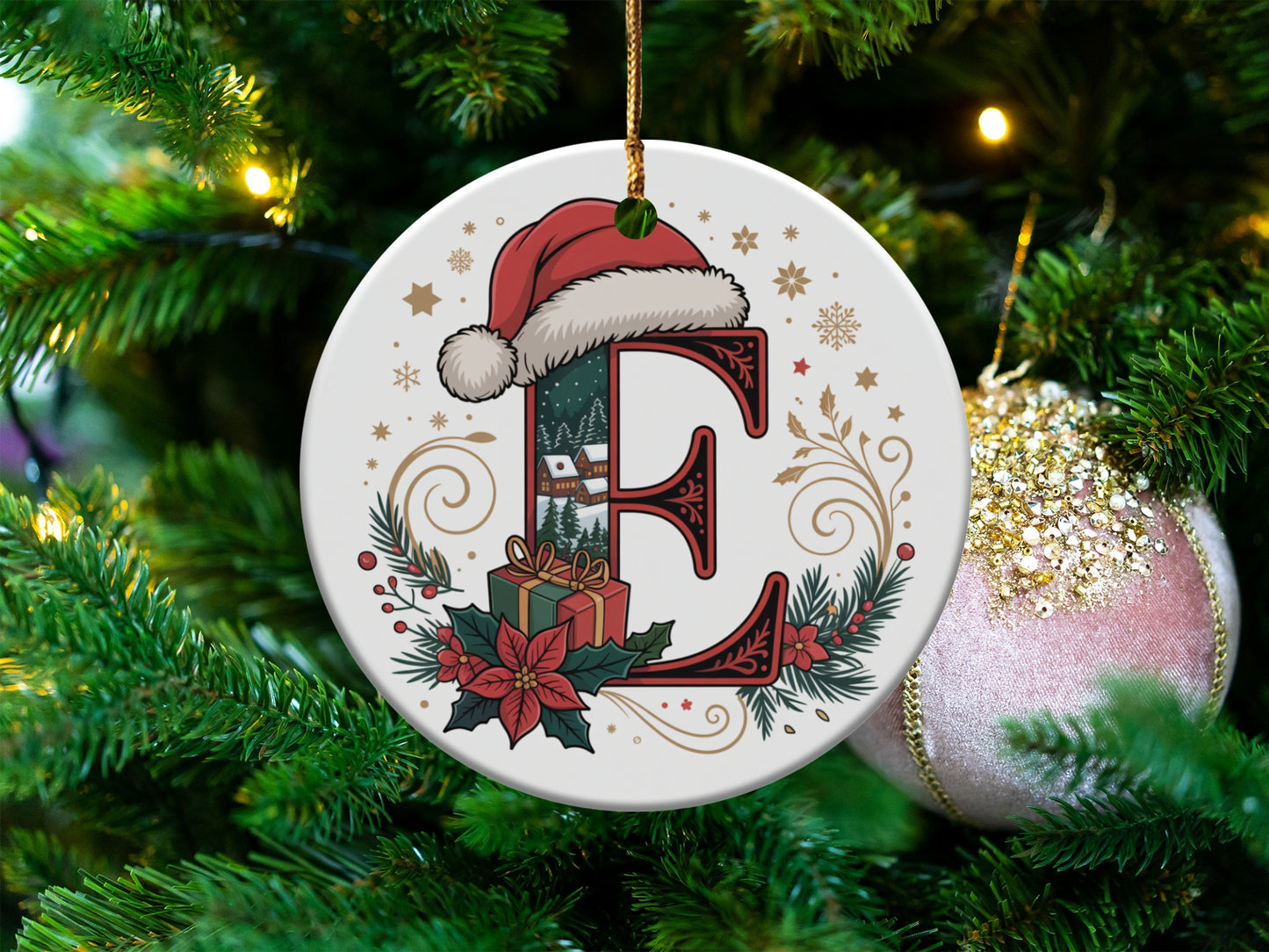Festive Christmas Initial E Tree Ornament product