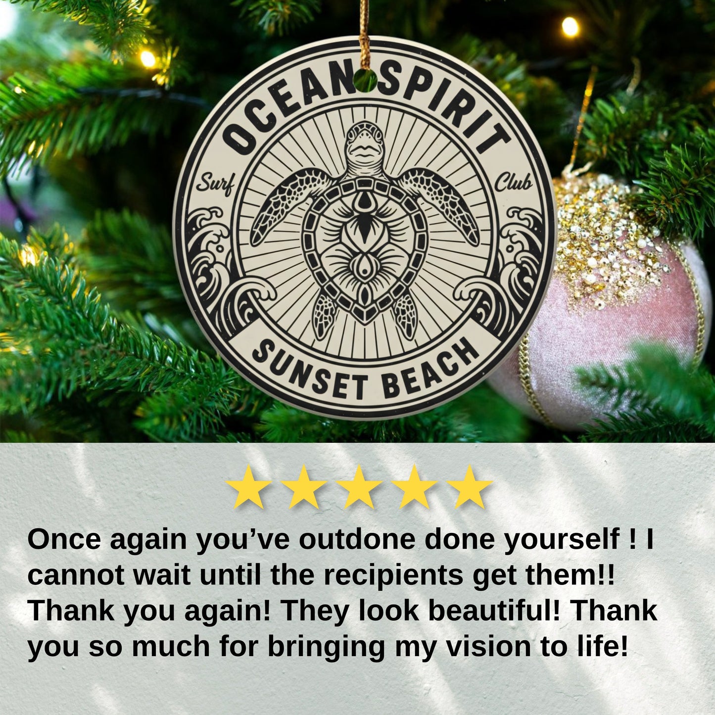 Ocean Spirit Sunset Beach Surf Club ornament product