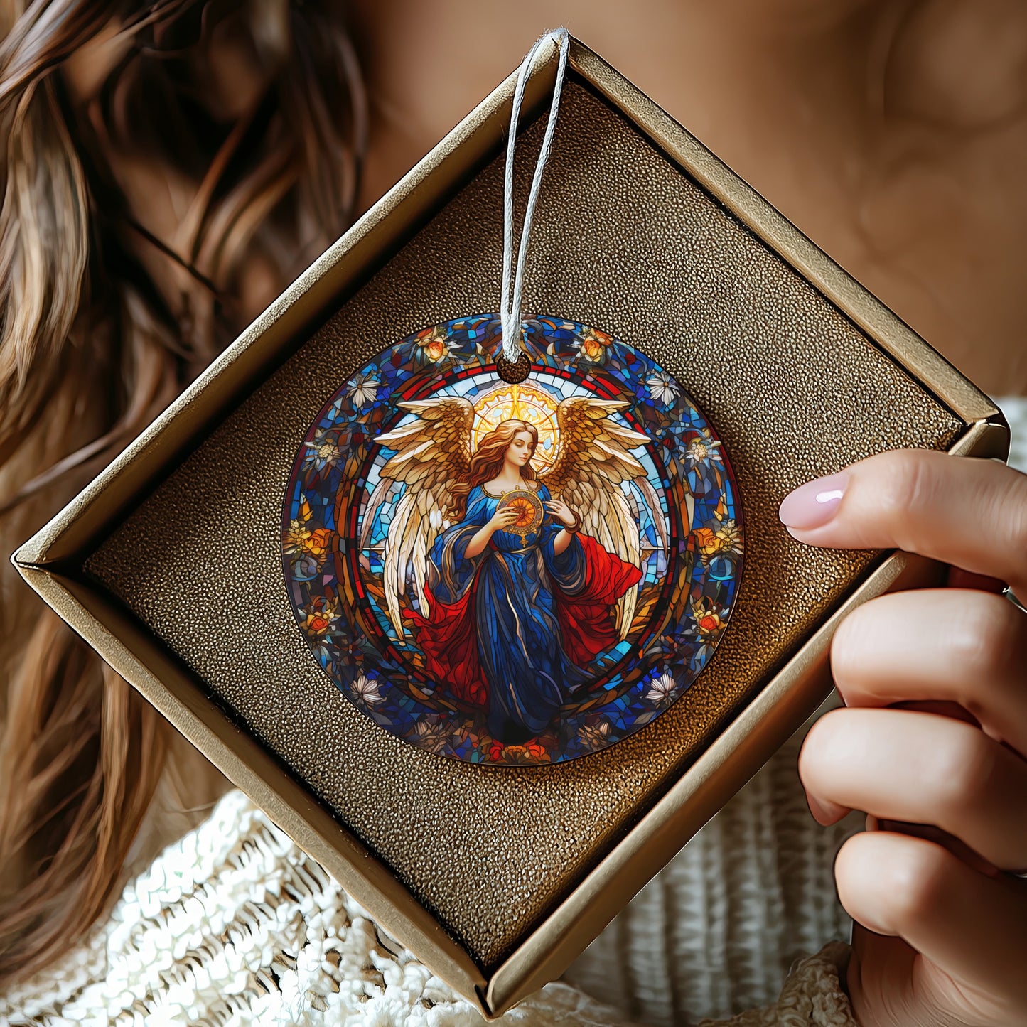Beautiful Stained Glass Angel Ornament Christmas product