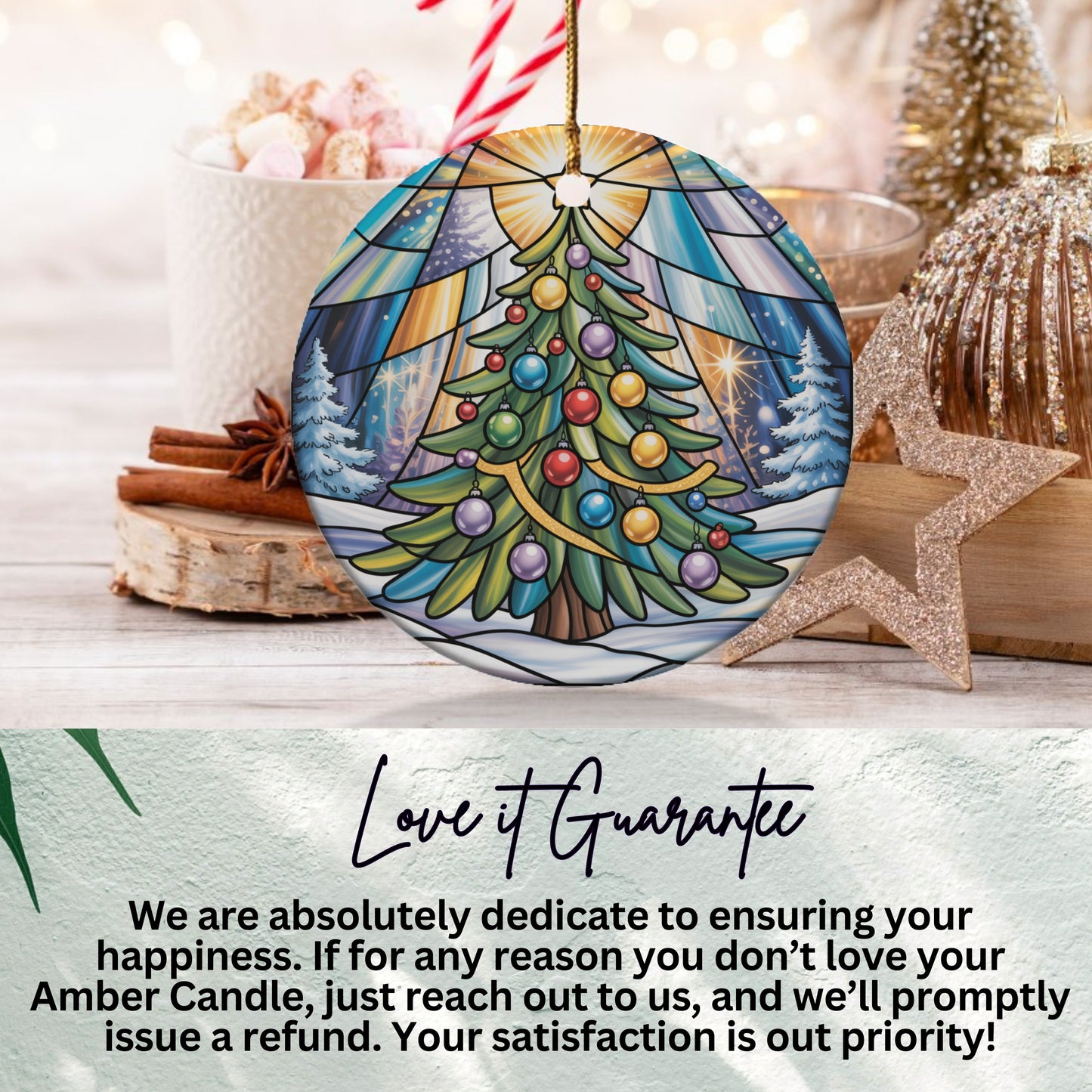 Festive Stained Glass Christmas Tree Ornament product type