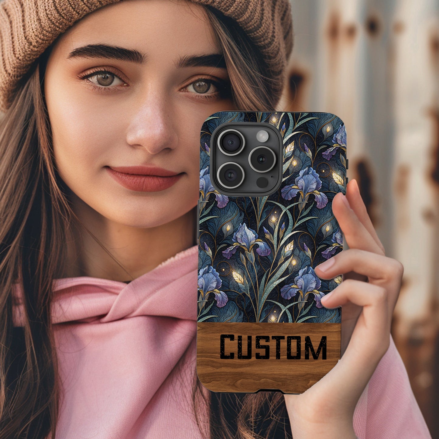 Custom Floral Pattern Phone Case with Personal Text Option