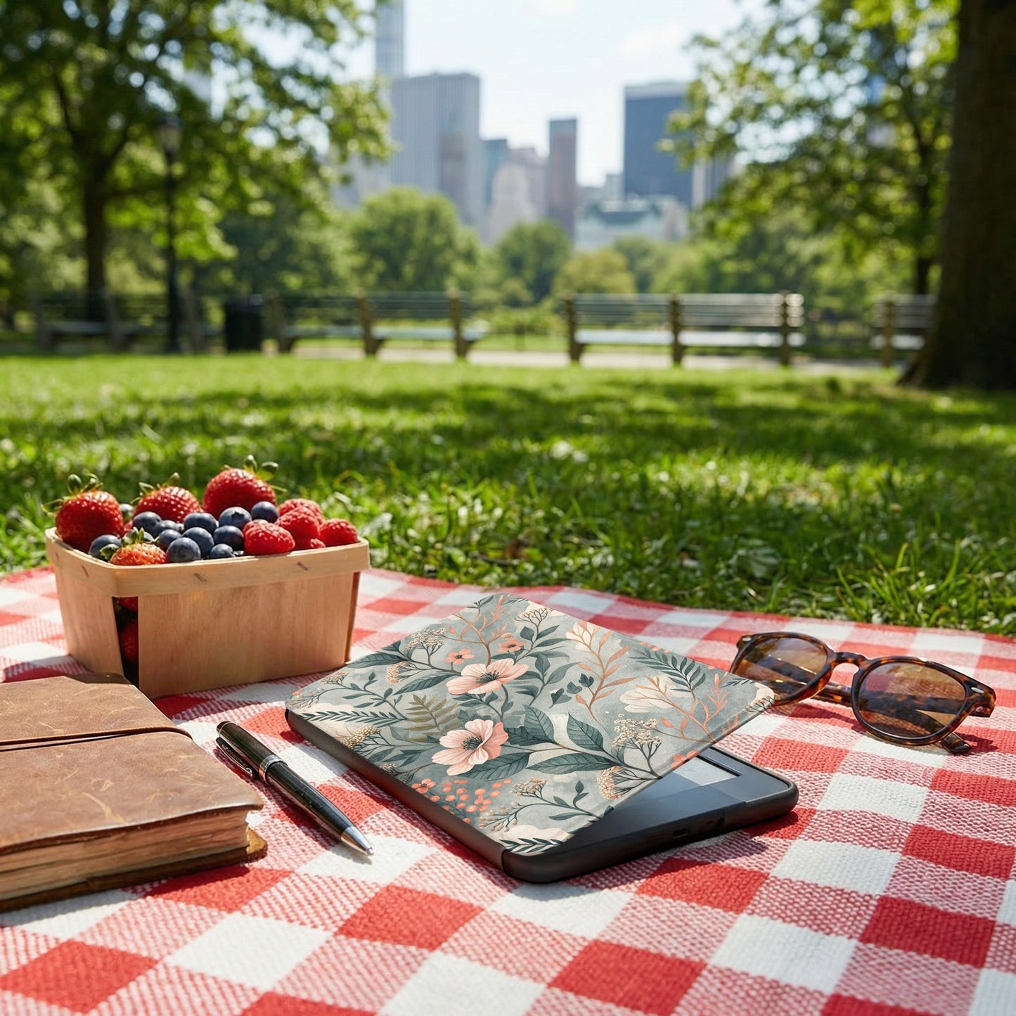 Floral Picnic Theme Kindle Case with Summer Vibes