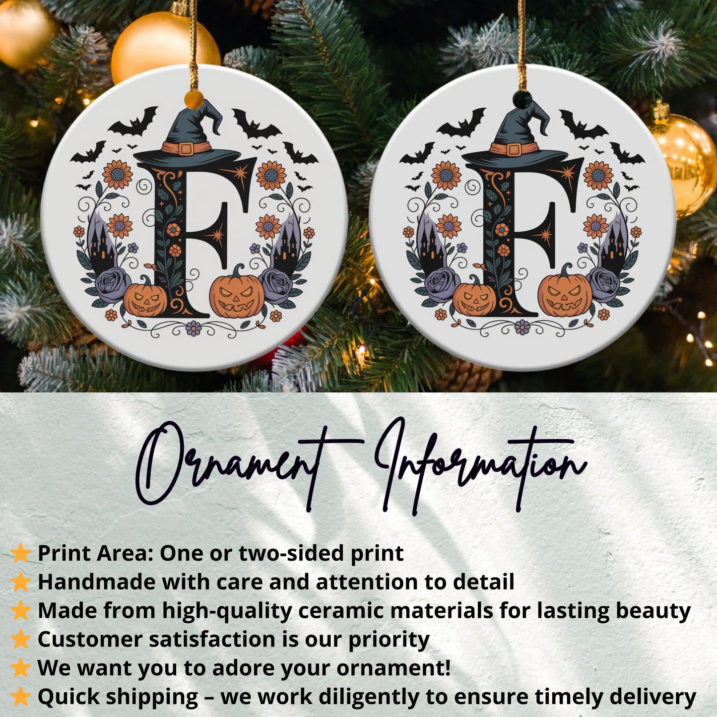 Halloween Themed Ceramic Alphabet Ornament product
