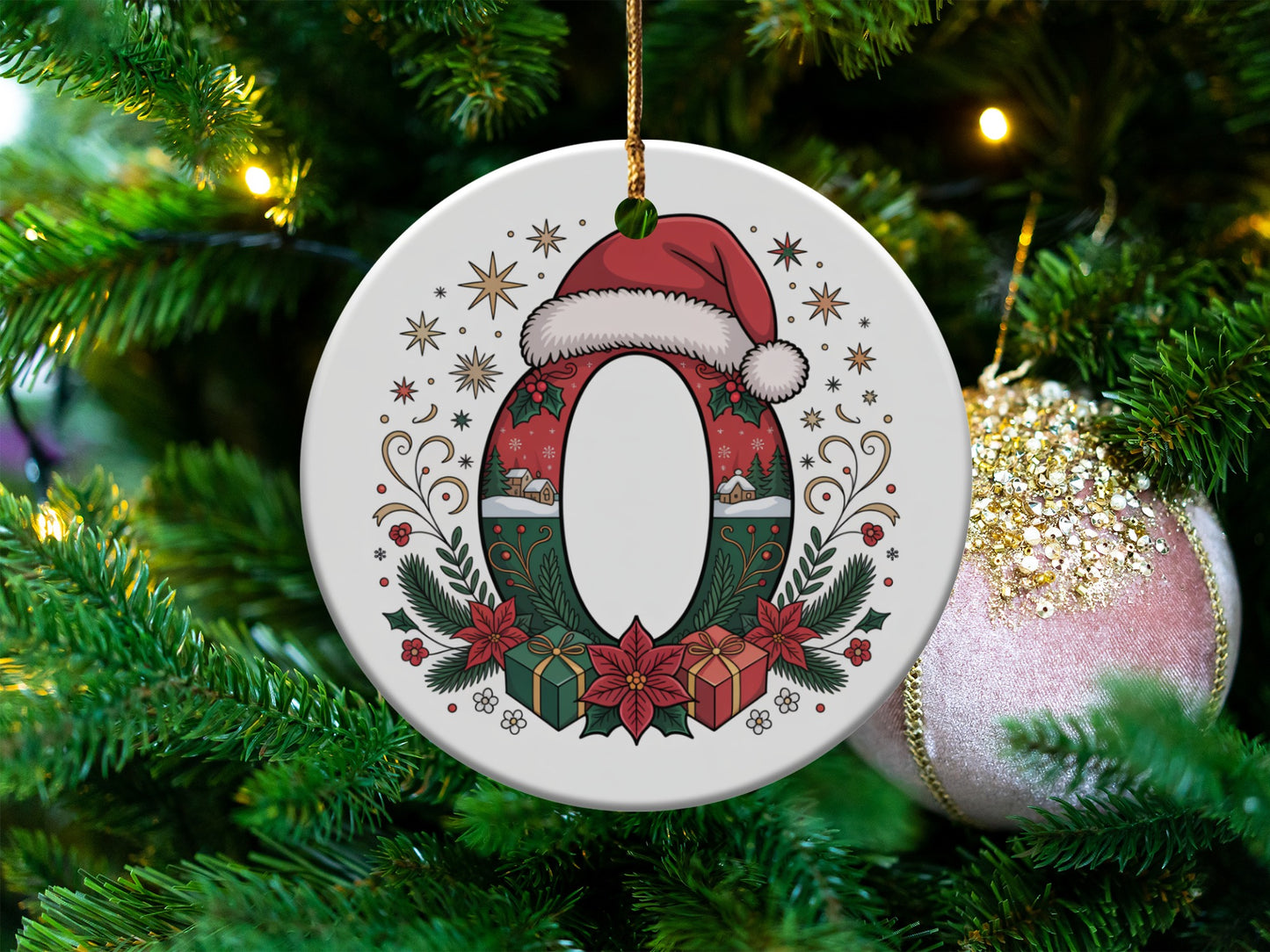Festive Holiday Ornament with Santa Hat Product Type