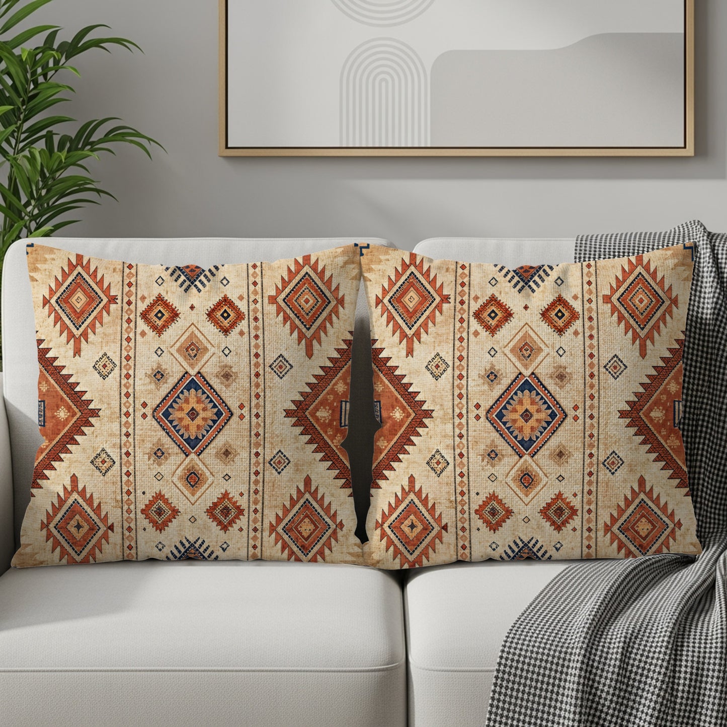 Decorative Southwestern Geometric Pattern Pillow Set