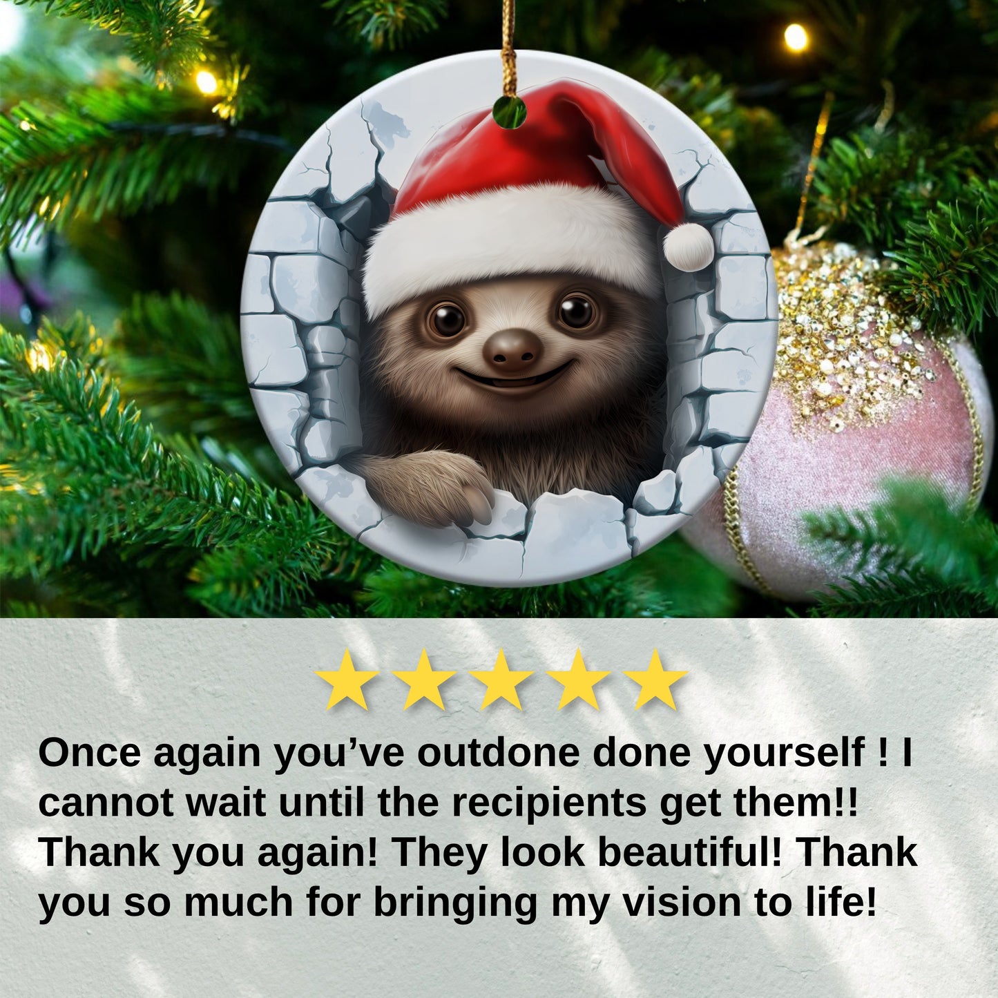 Cute Christmas Sloth Ornament for Holiday Decor product