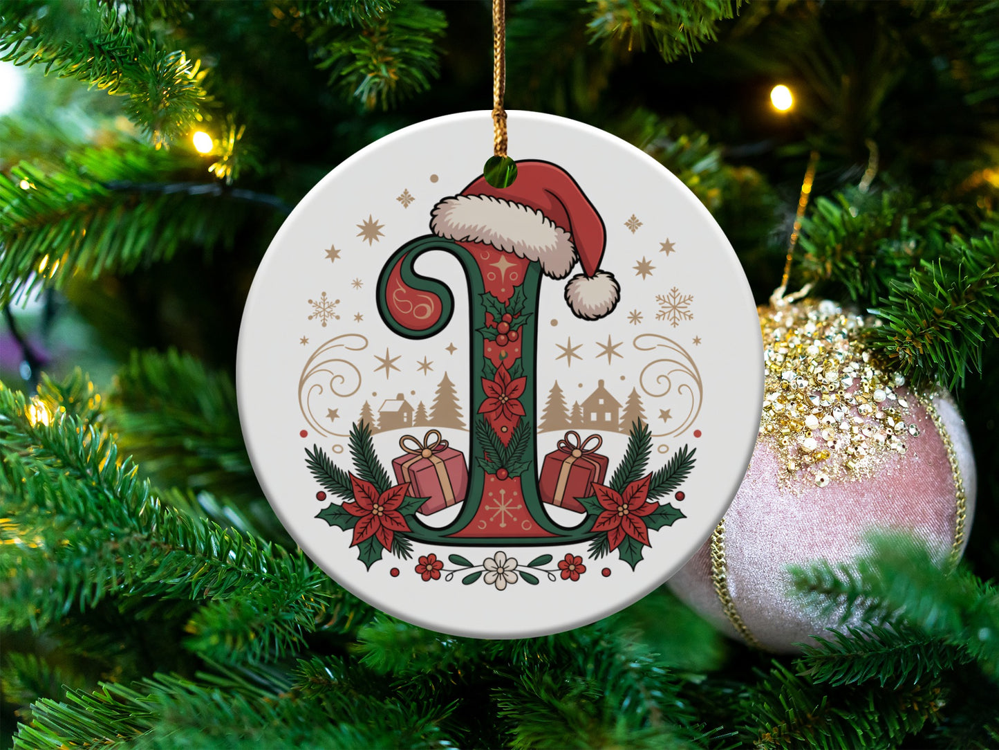 Festive Christmas Tree Ornament with Decorated Letter product