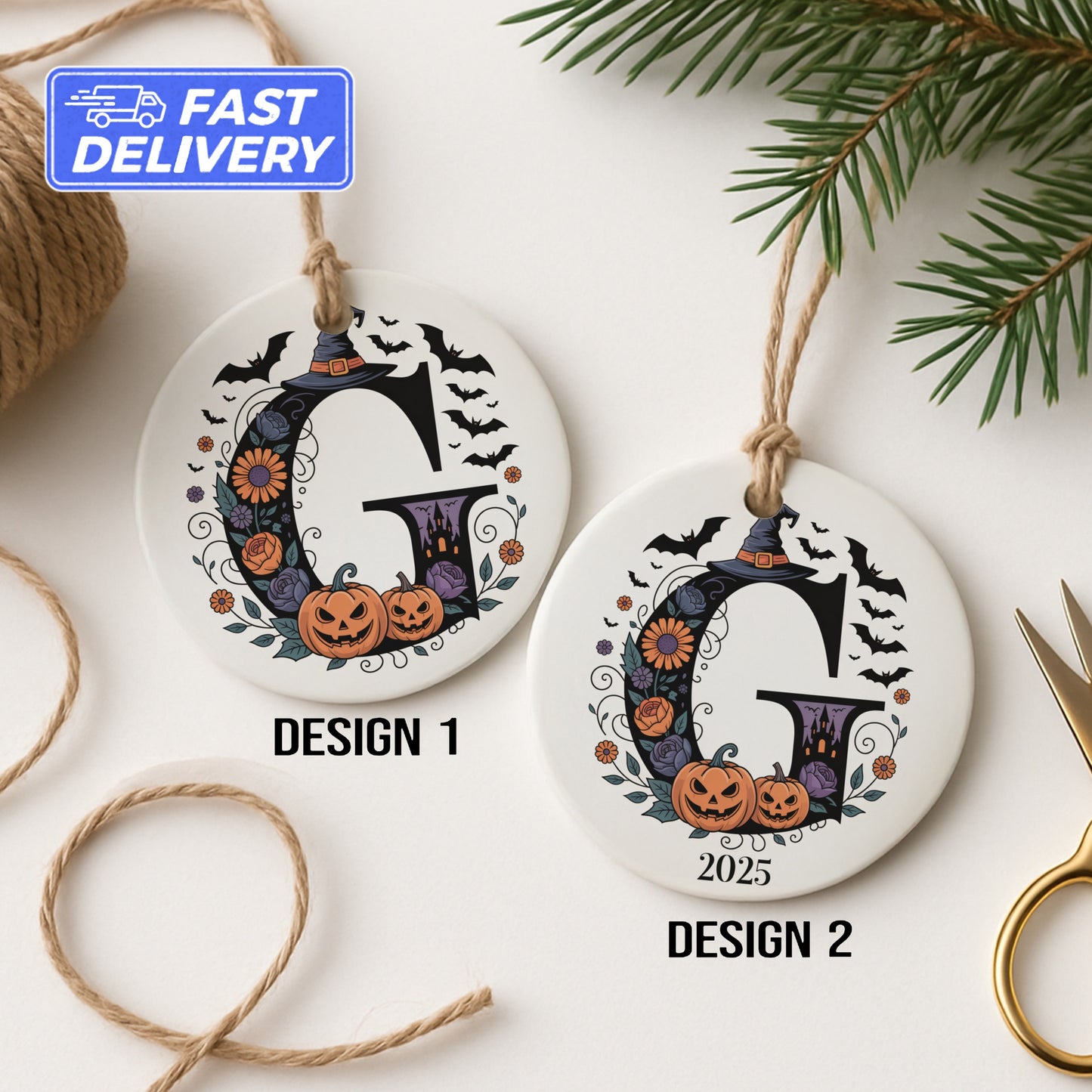 Halloween Monogram Ornament Personalized product