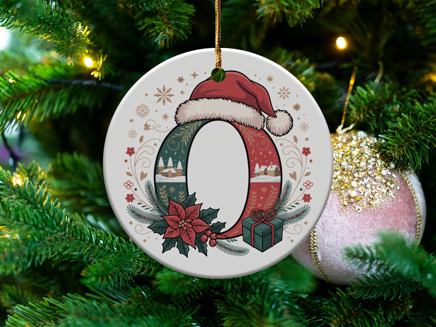 Christmas Initial O Ornament Festive Holiday Decor product