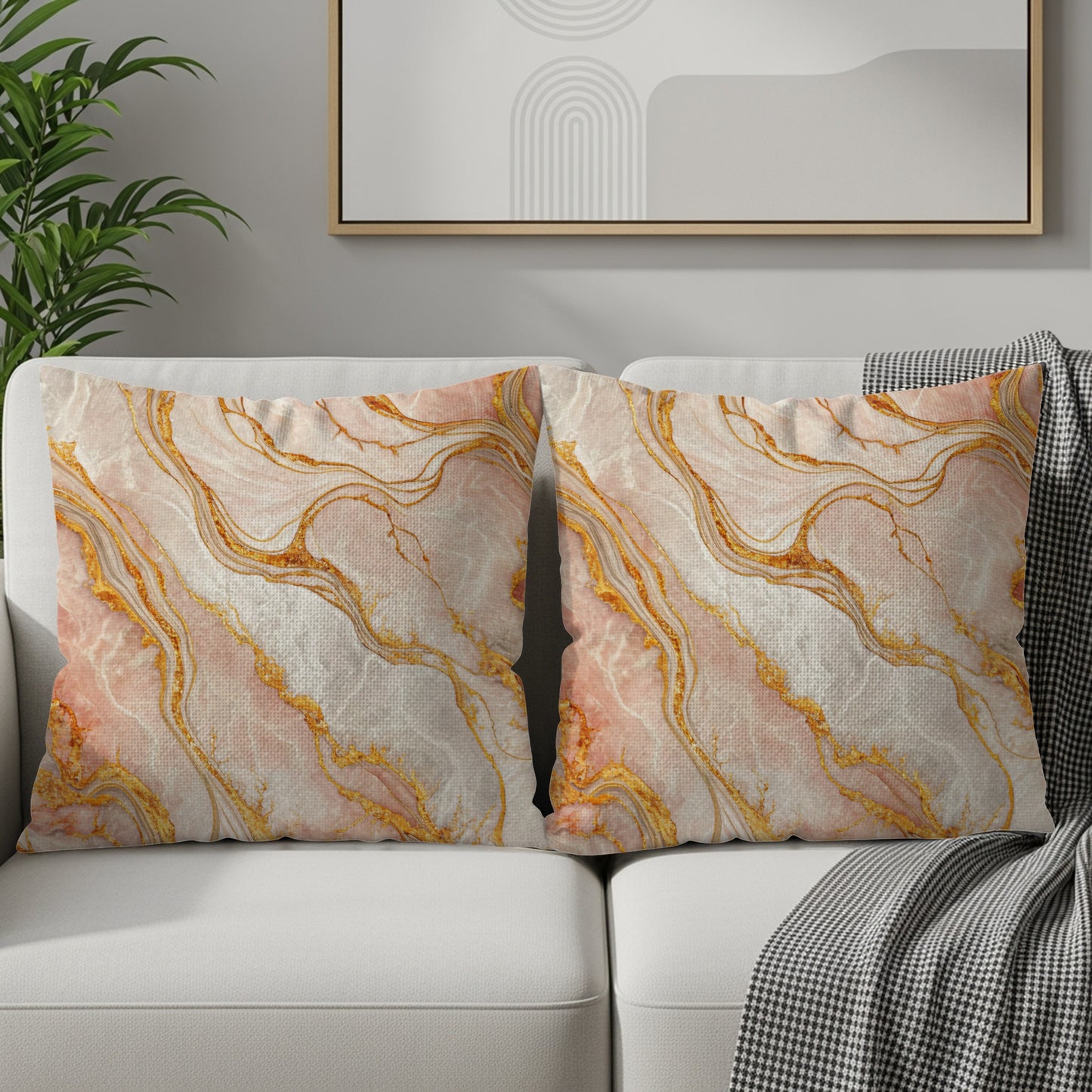 Elegant Marble Design Throw Pillows Set for Home Decor