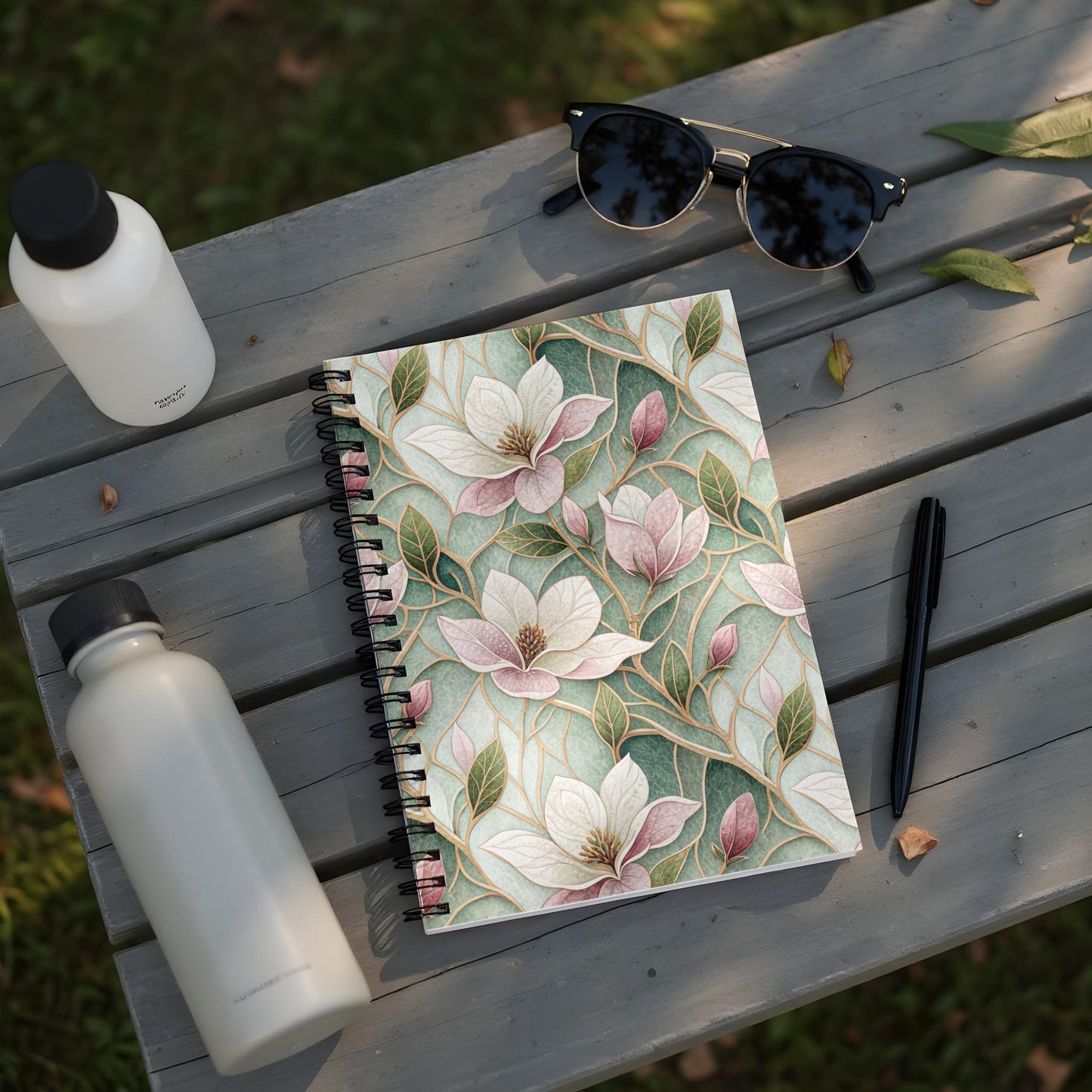 Elegant Floral Design Spiral-Bound Notebook
