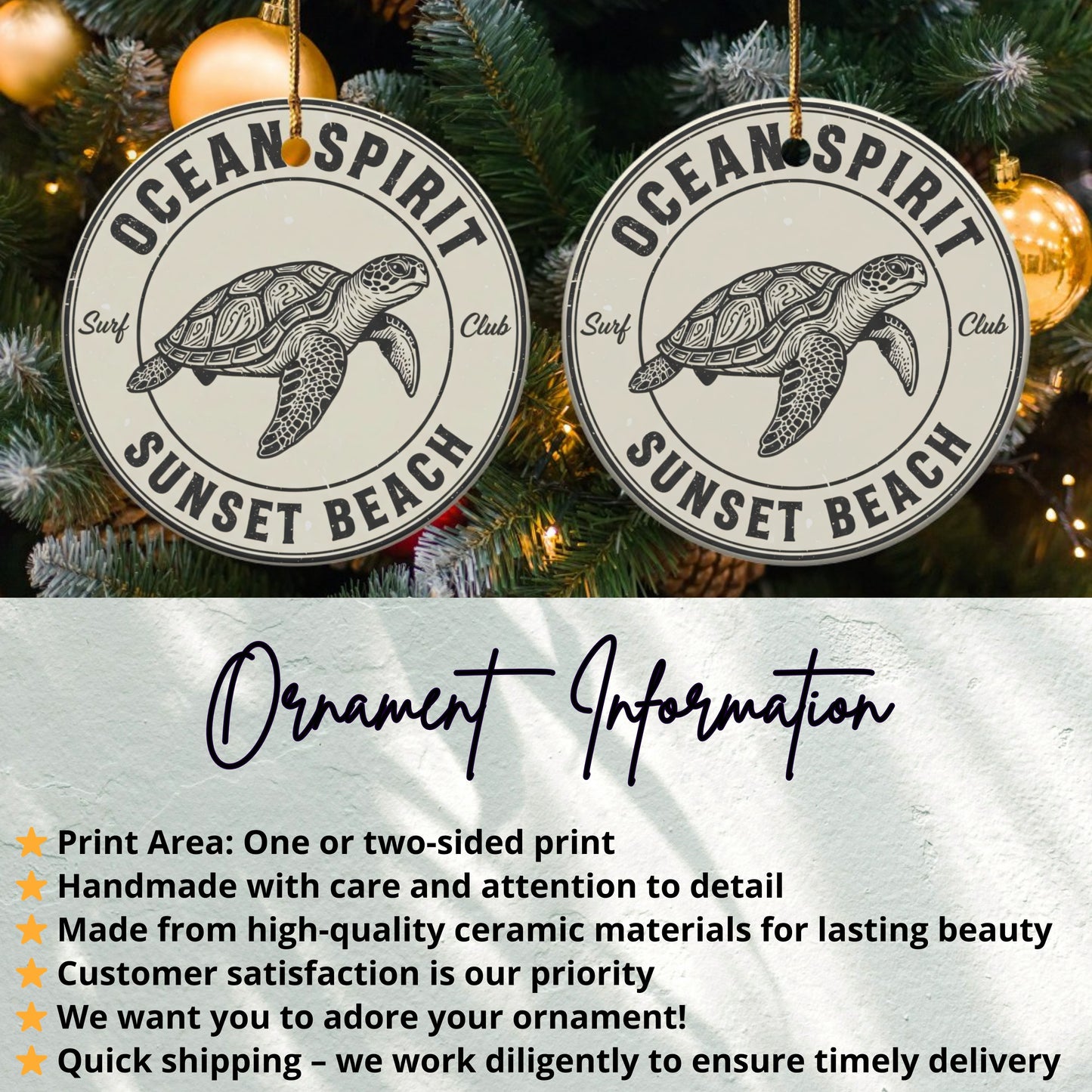 Ocean Spirit Sunset Beach Surf Club Ornament product type