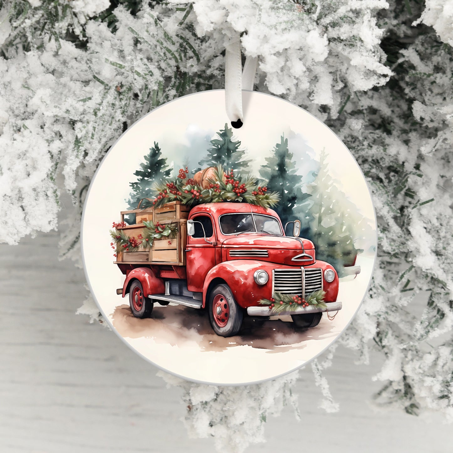 Vintage Red Truck Christmas Tree Ornament product