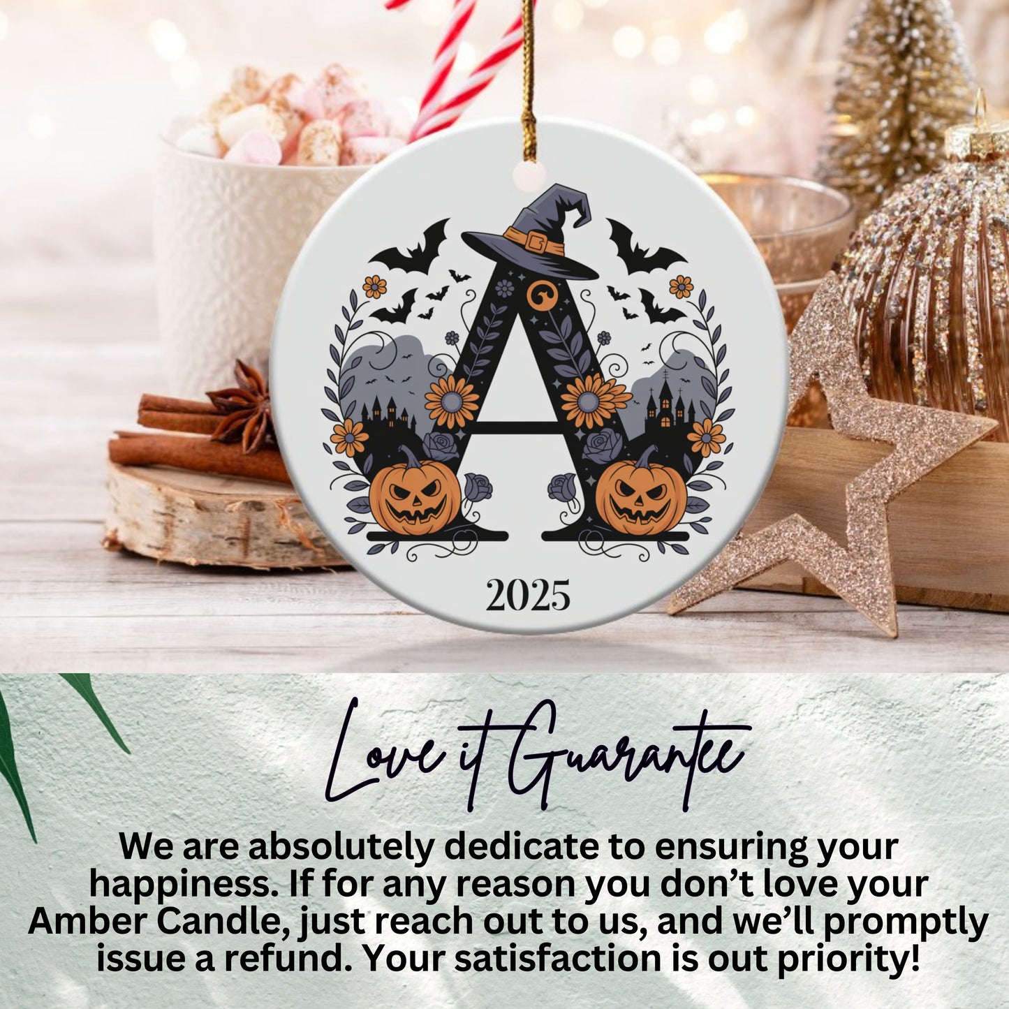 Witch Hat and Pumpkins 2025 Ornament product