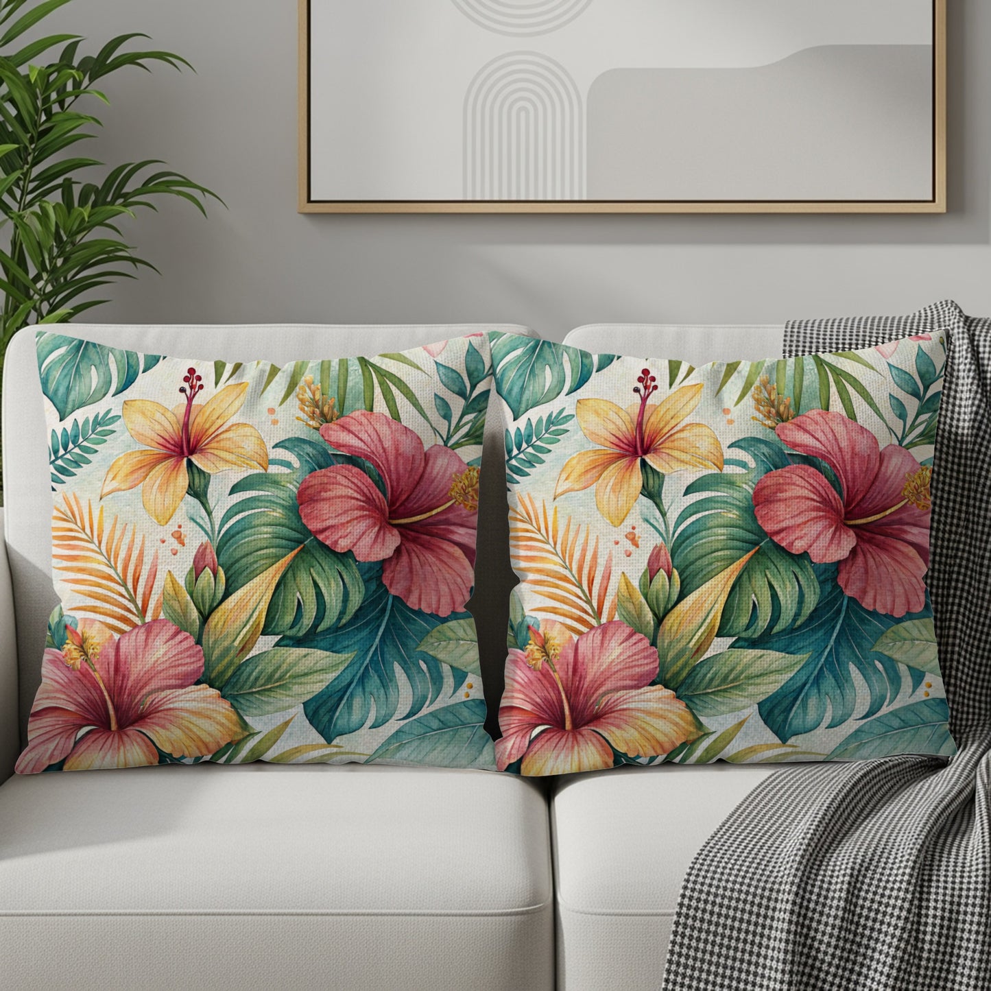 Tropical Watercolor Flower Pattern Design Pillows & Pillow Cases - Walk Greener
