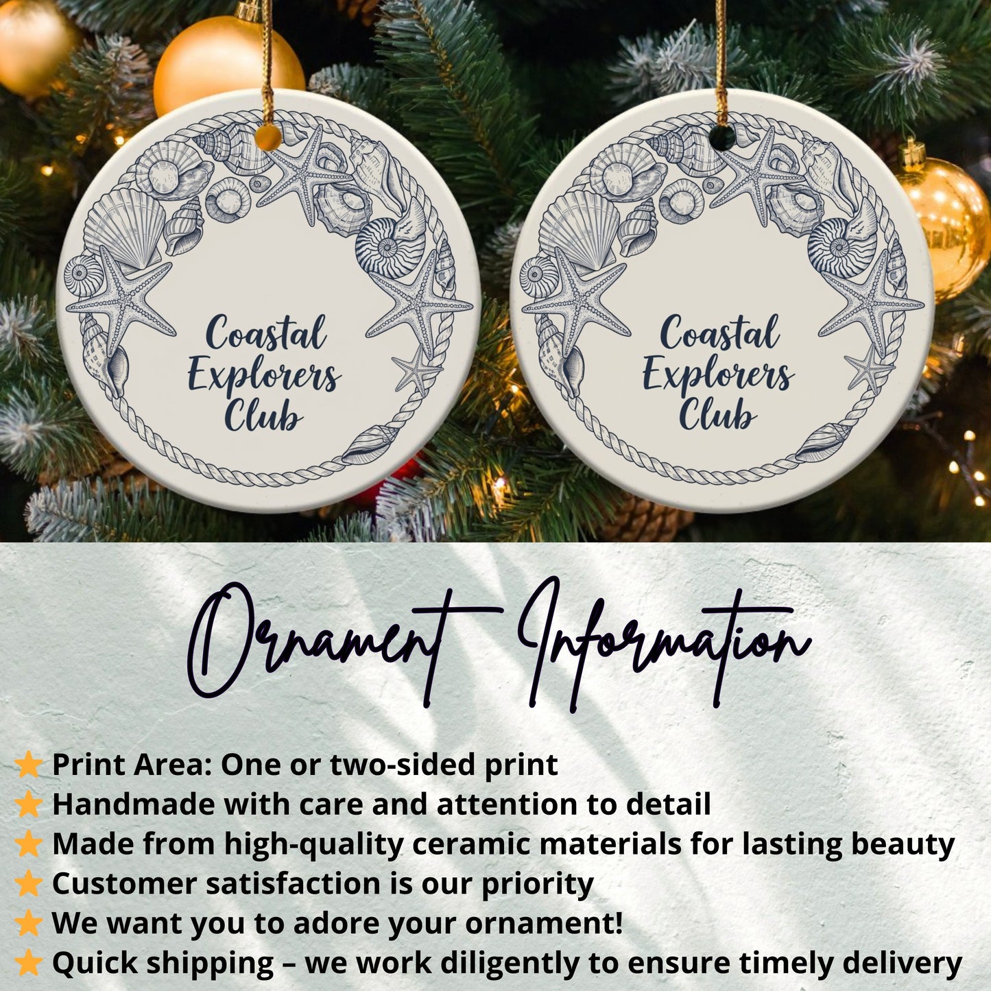 Coastal Explorers Club Christmas Ornament product