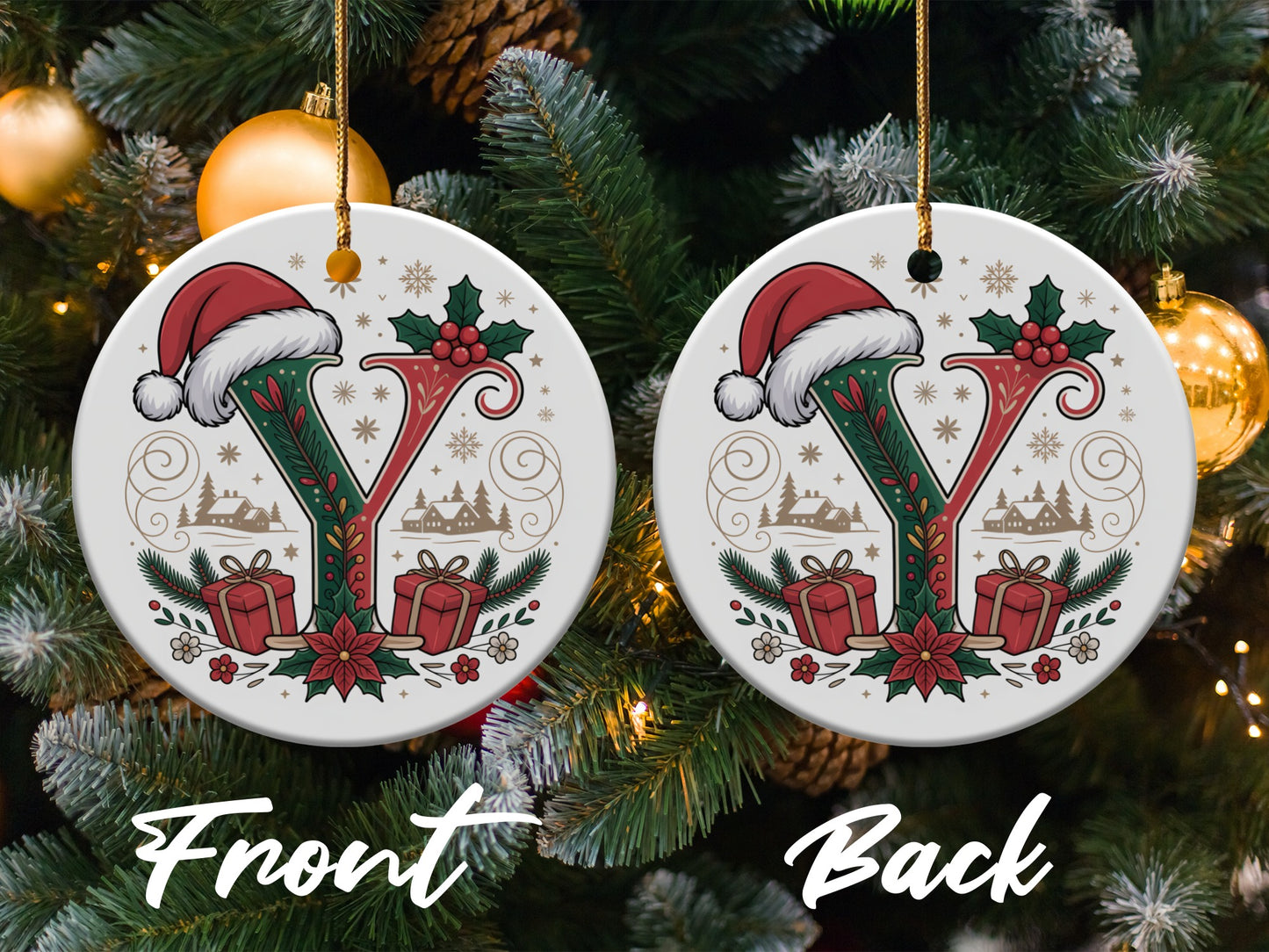 Personalized Christmas Ornament with Santa Hat product type