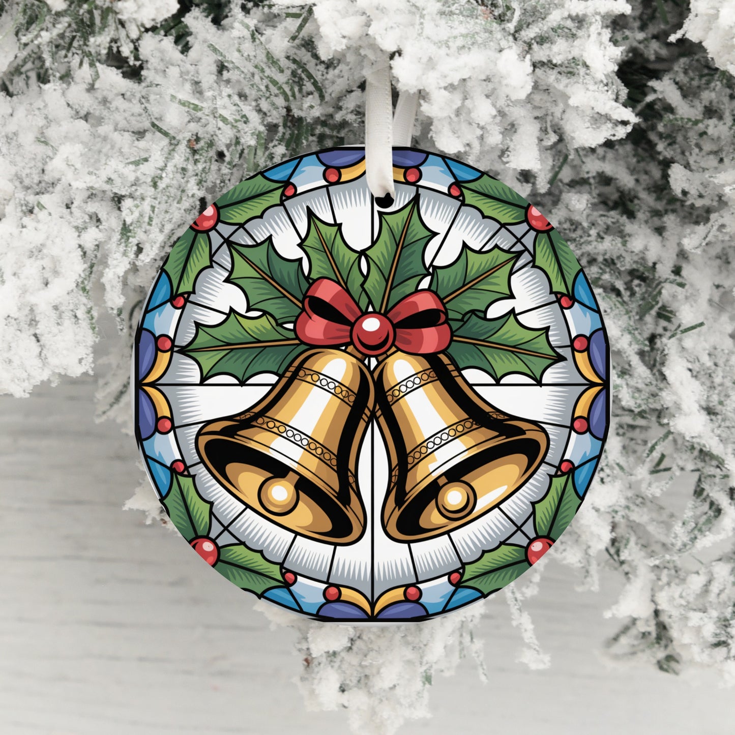 Festive Bells and Holly Christmas Ornament product type