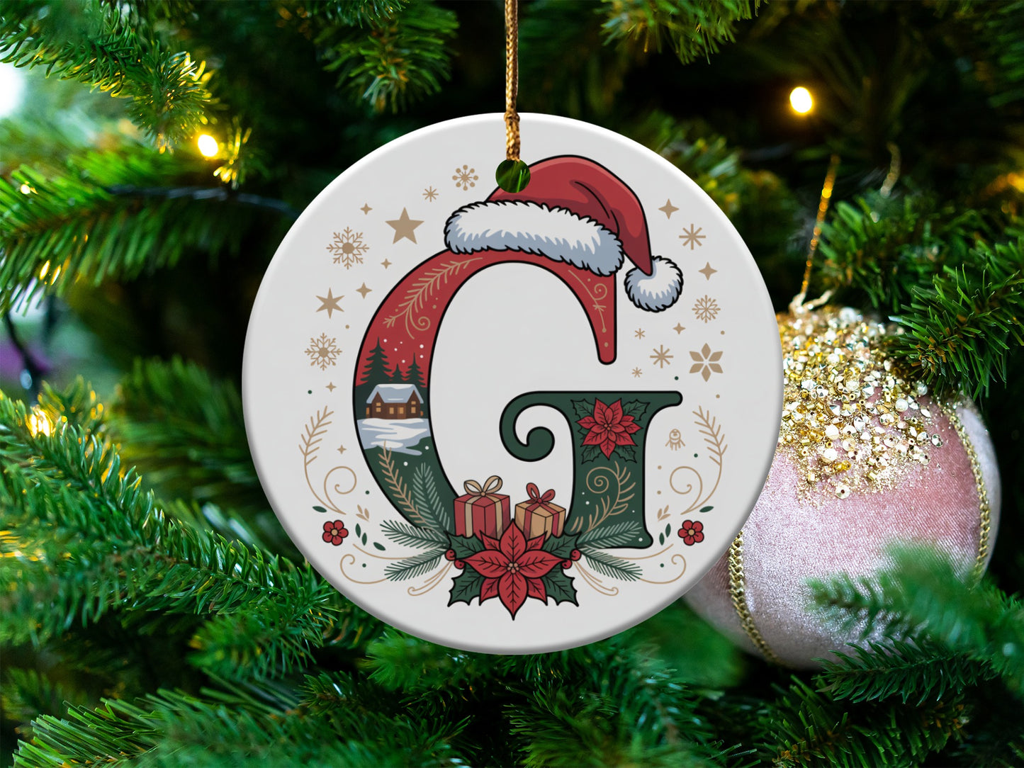 Festive Initial G Christmas Ornament Holiday Decor product