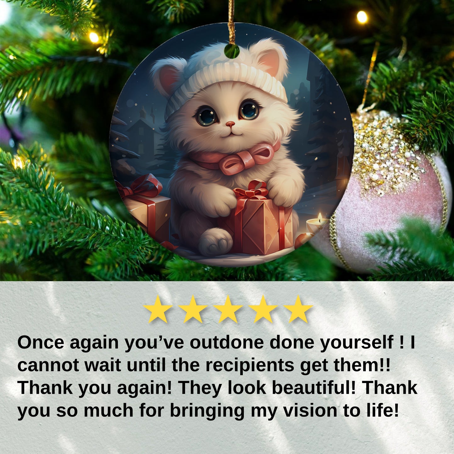 Adorable Festive Cat Ornament Christmas Tree Product