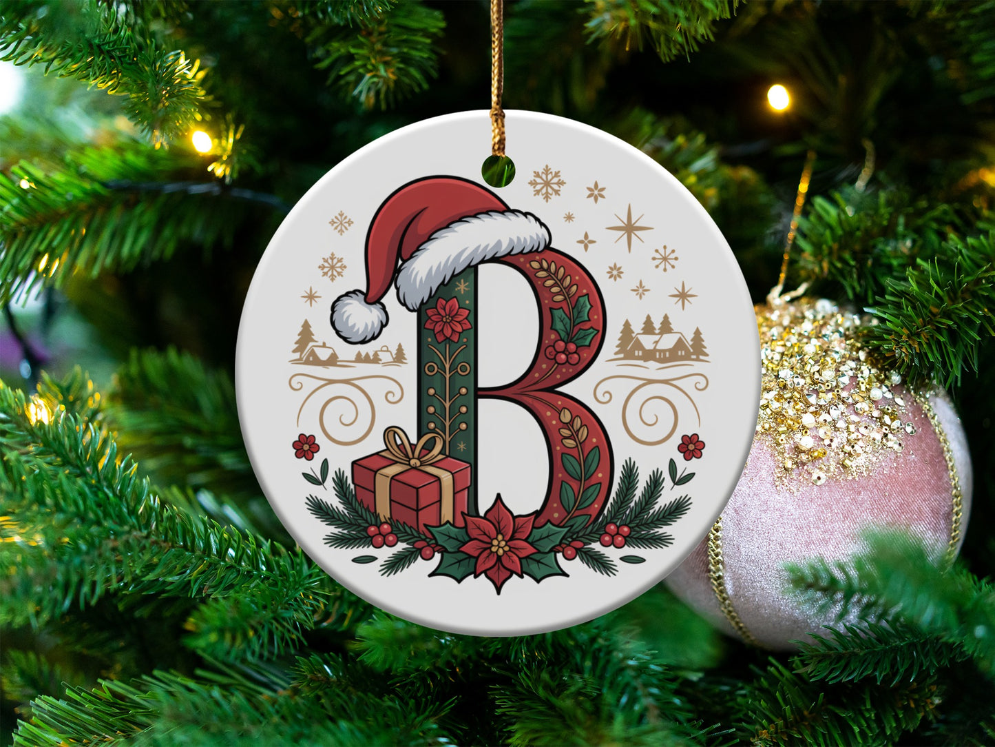 Personalized Christmas Initial B Ornament product