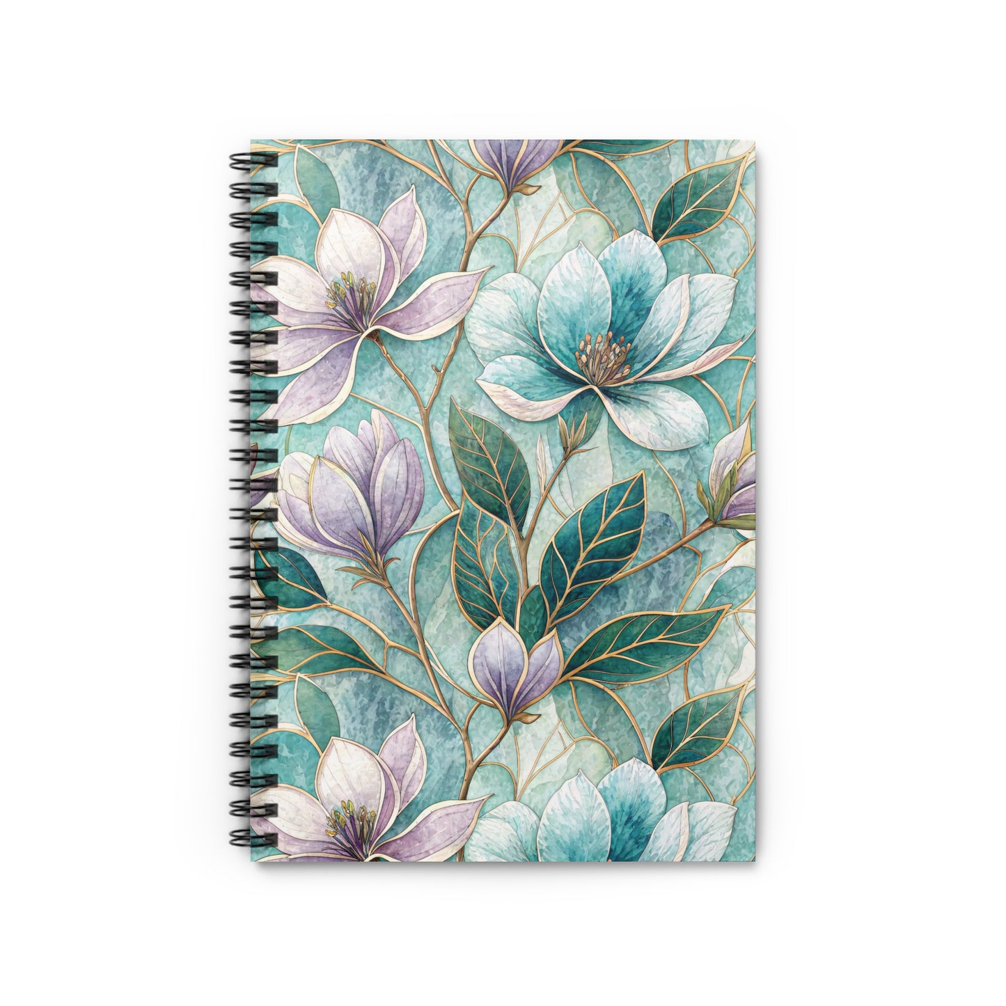Elegant Floral Journal with Teal and Purple Blooms Notebook