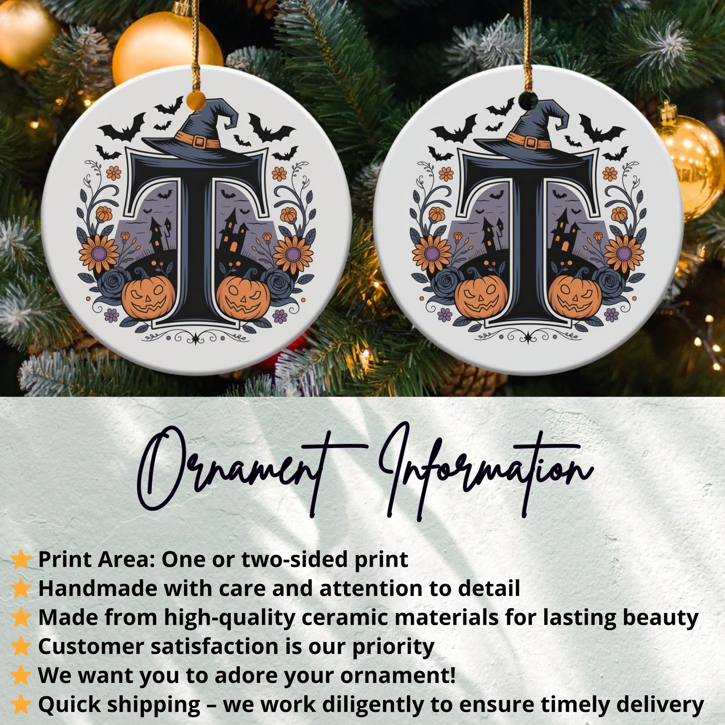 Halloween Witch and Pumpkin Themed Ornament product type