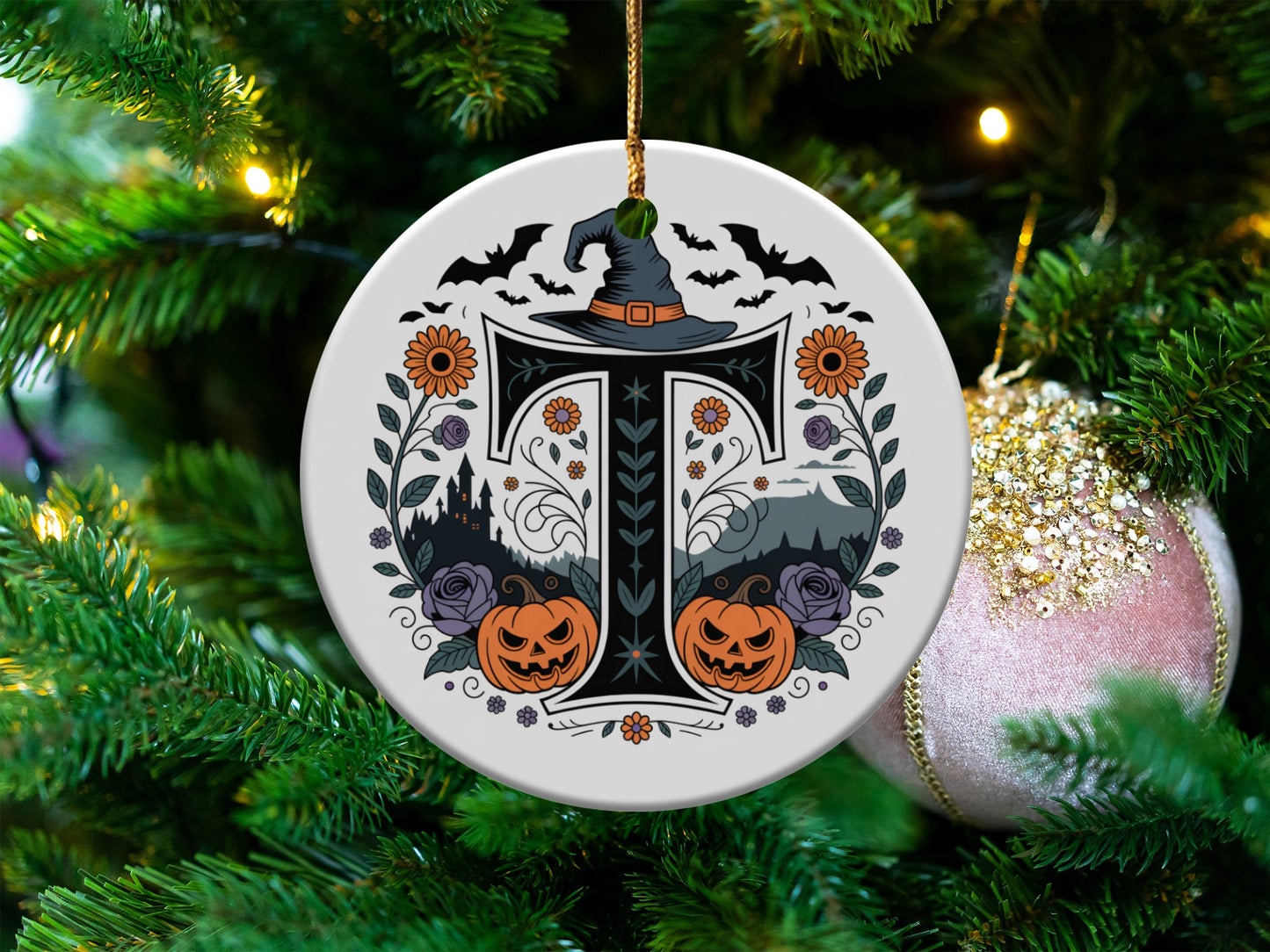 Halloween Themed Initial T Hanging Ornament product