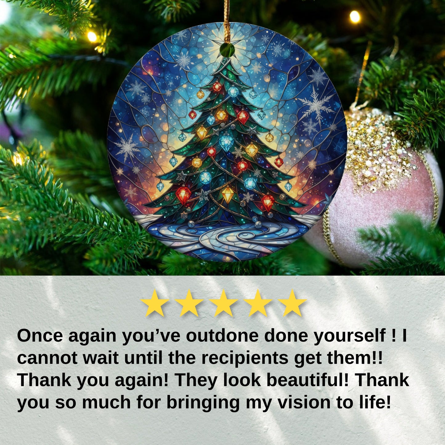 Christmas Tree with Stars on Round Ornament product