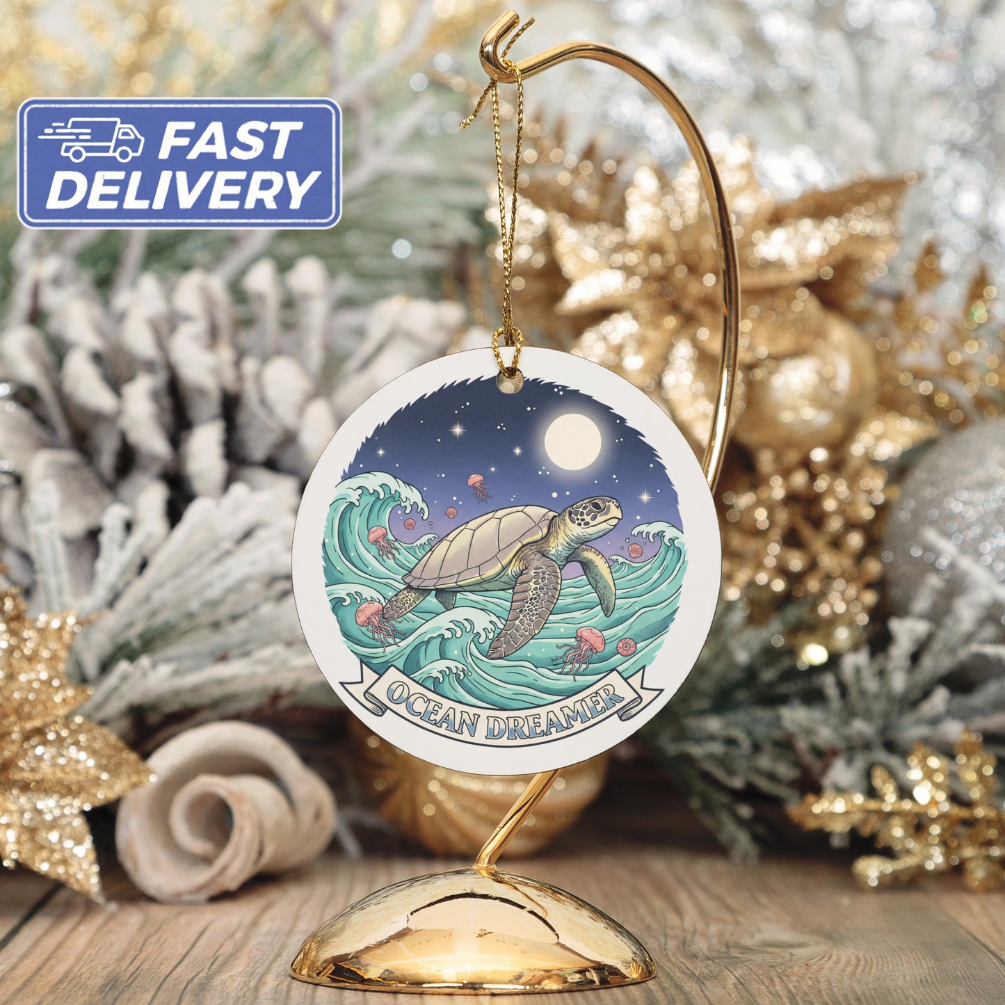 Ocean Dreamer Turtle Themed Christmas Ornament product