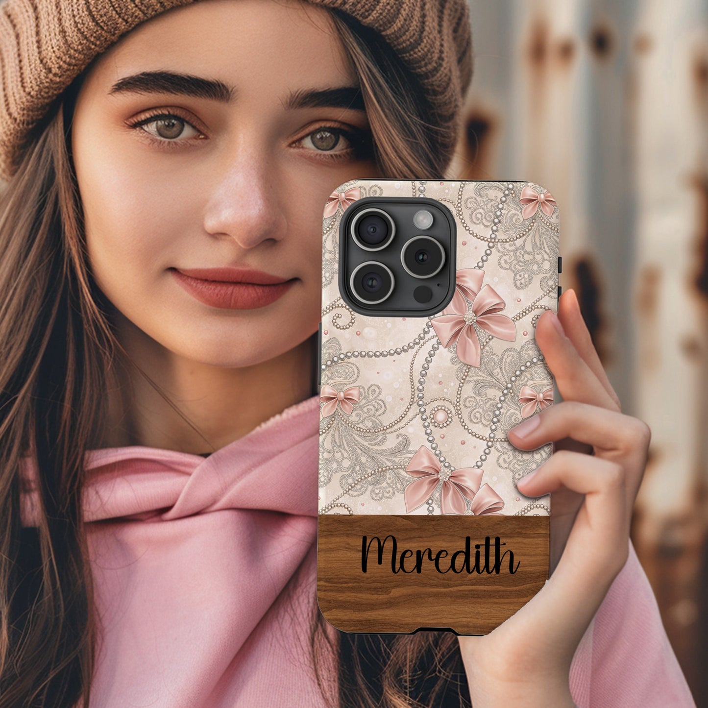 Personalized Floral Bow Design Meredith Phone Case