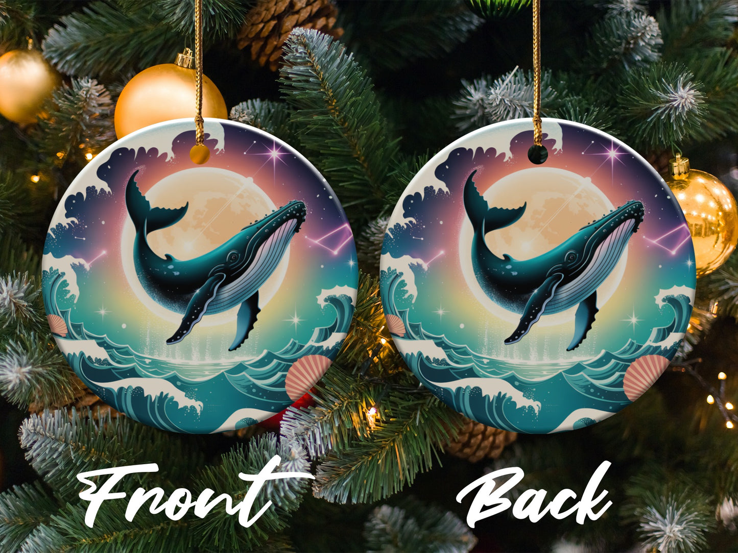 Whale Jumping Over Waves Decorative Ornament product