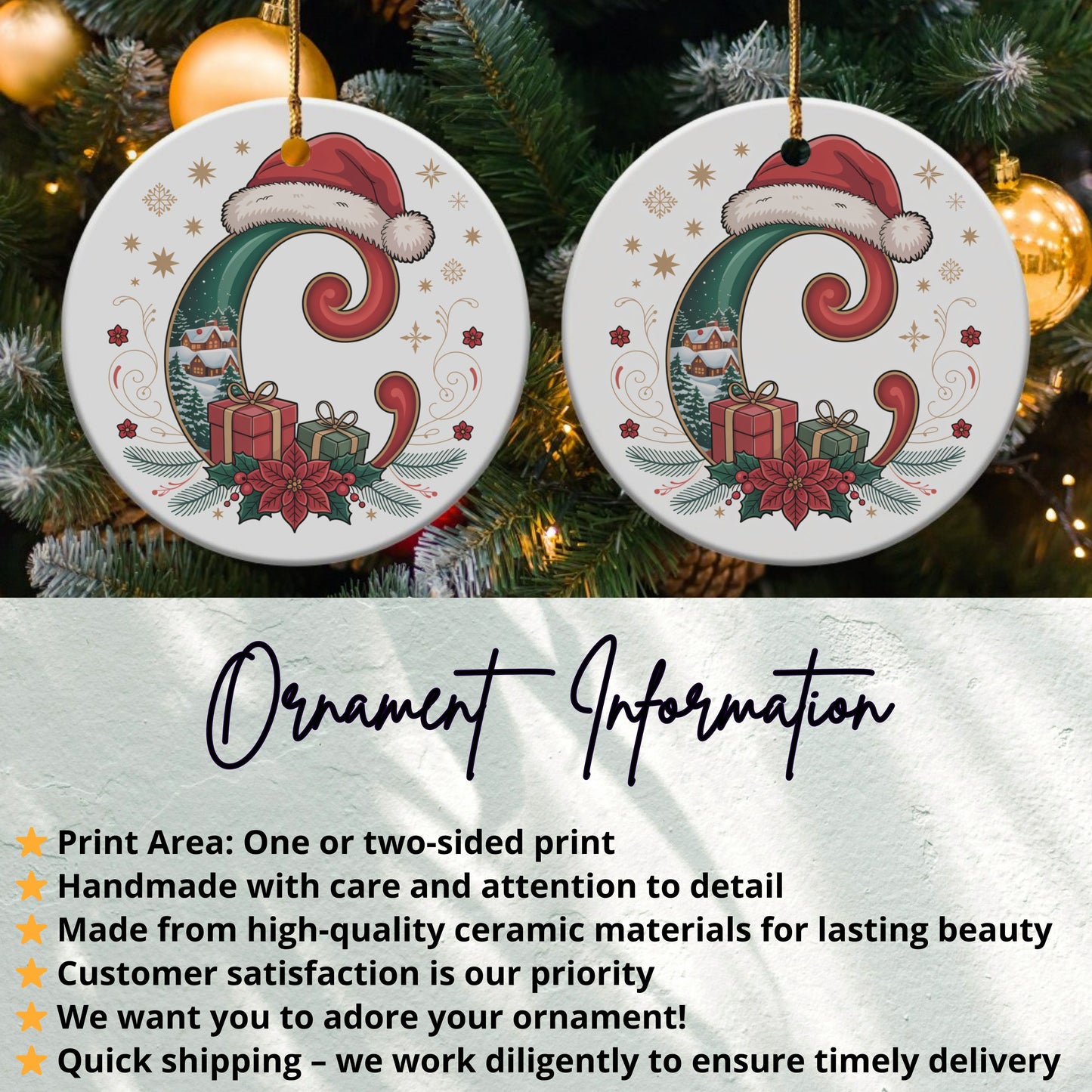 Handmade Christmas Santa Hat Ceramic Ornament product type